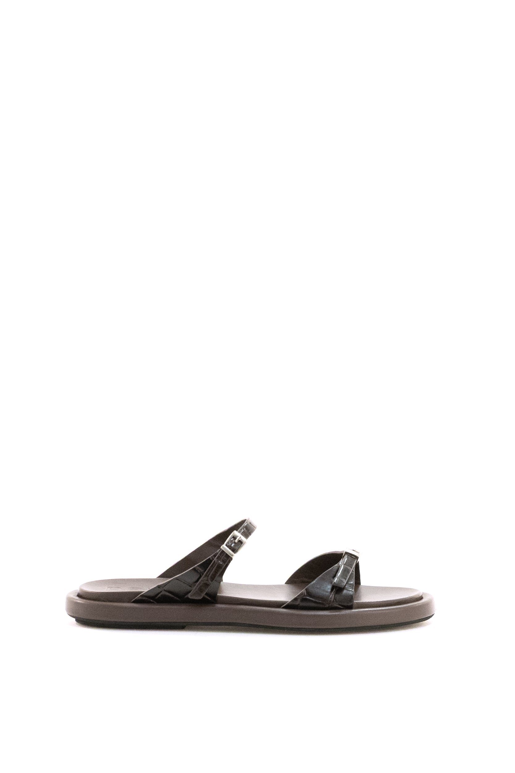 Sandali Laila in pelle stampa cocco color marrone<BR/> ARE14 NAIROBI MOGANO POEVE 