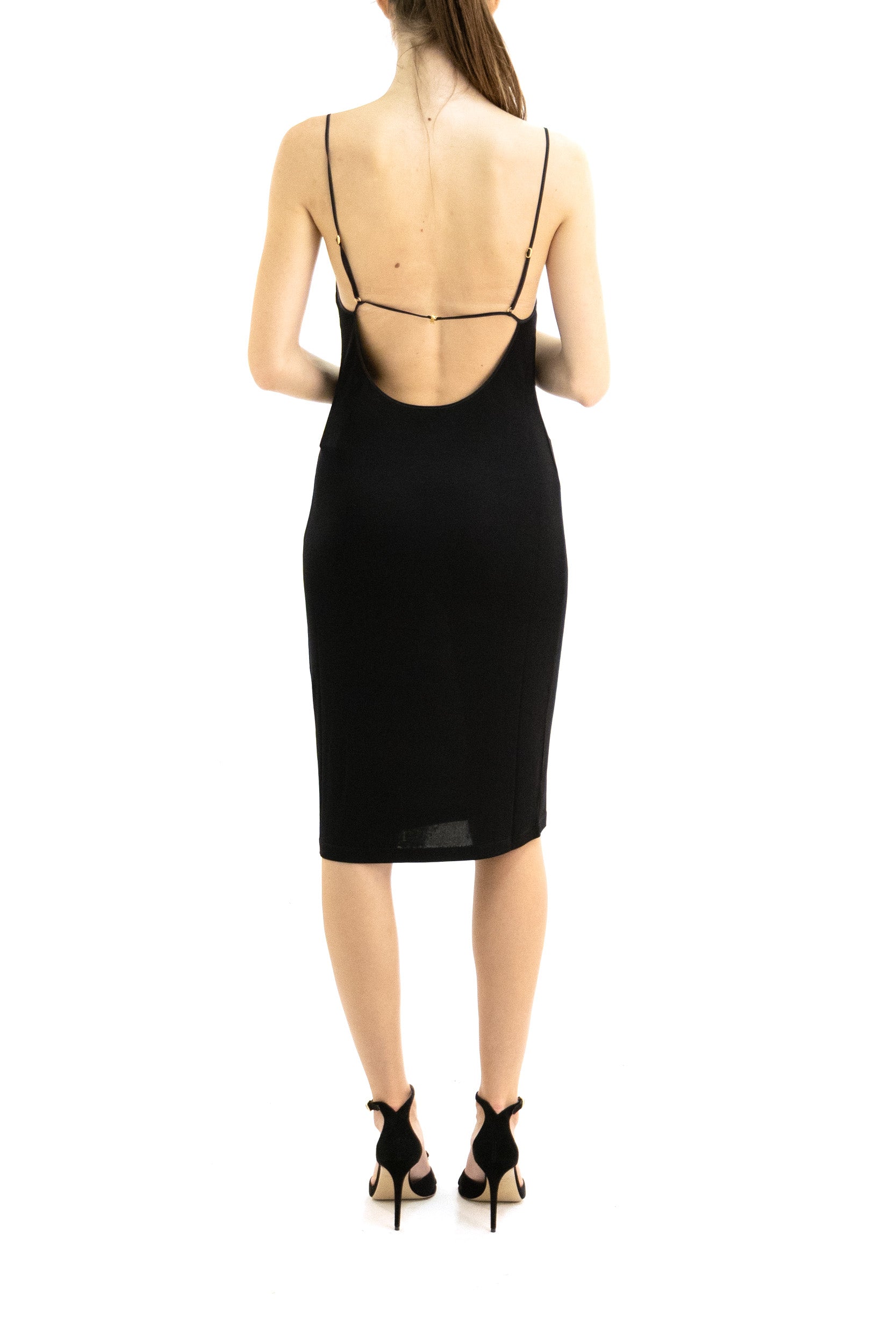 Abito a Schiena Nuda in Maglia a Coste<BR/> 868281 Y38DS 1000 SAINT LAURENT 
