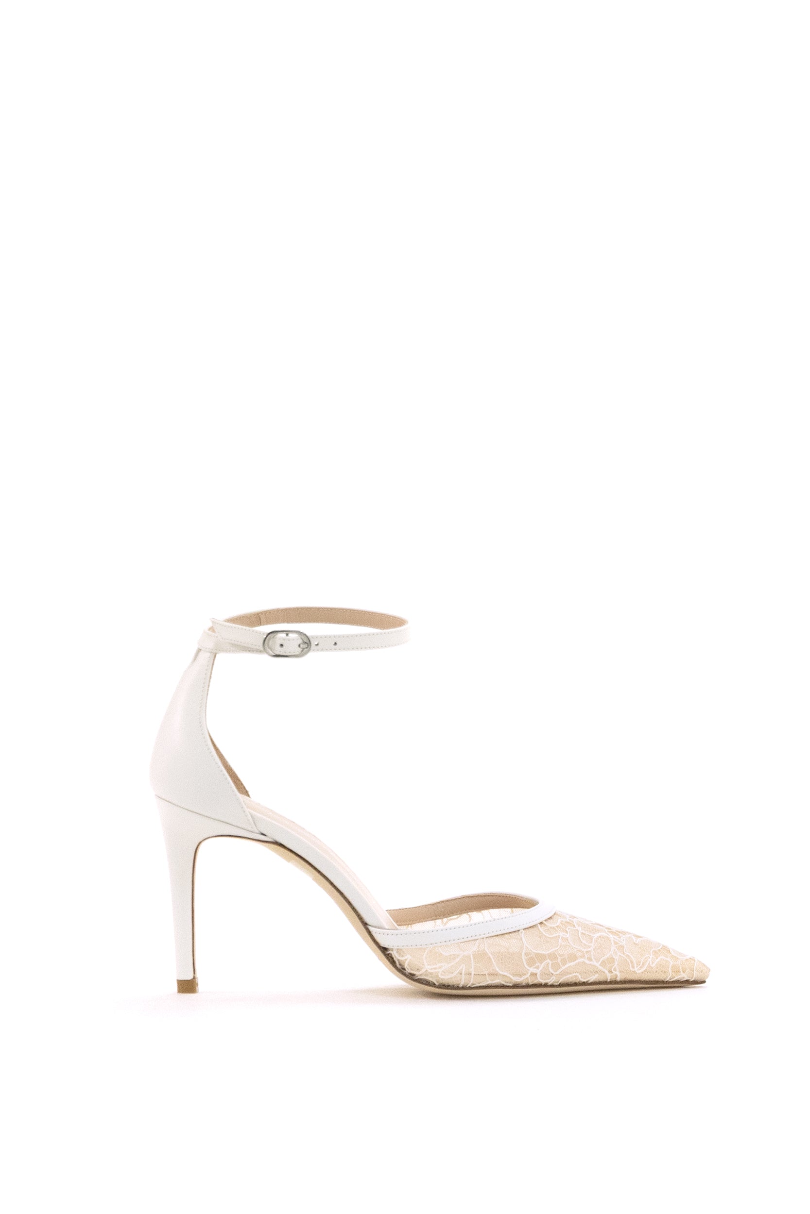 Décolleté Stuart in Pelle e Mesh<BR/> STUART POWER STRAP 8 BIANCO BEIGE STUART WEITZMAN 