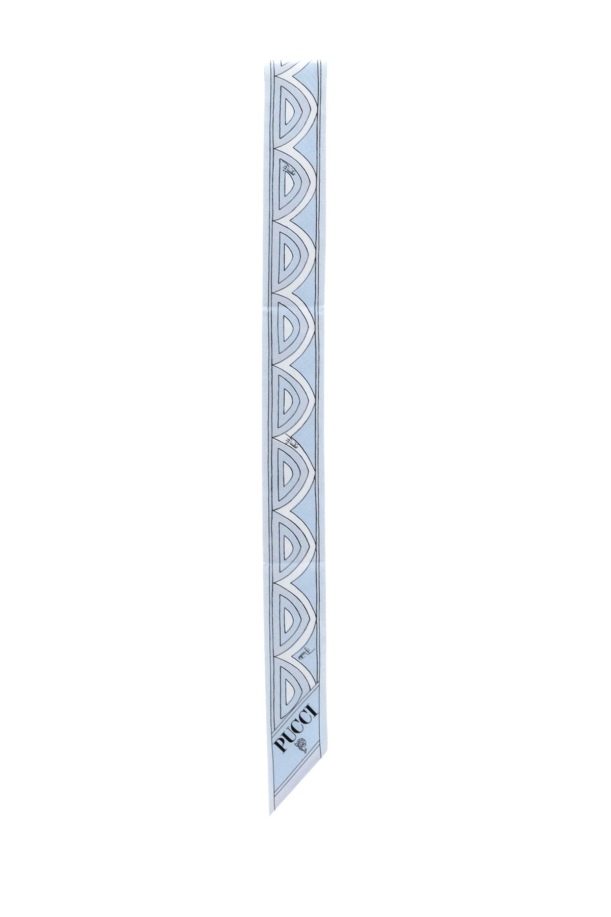 EMILIO PUCCI Foulard Bandeau in seta con mix di stampe di colore azzurro
