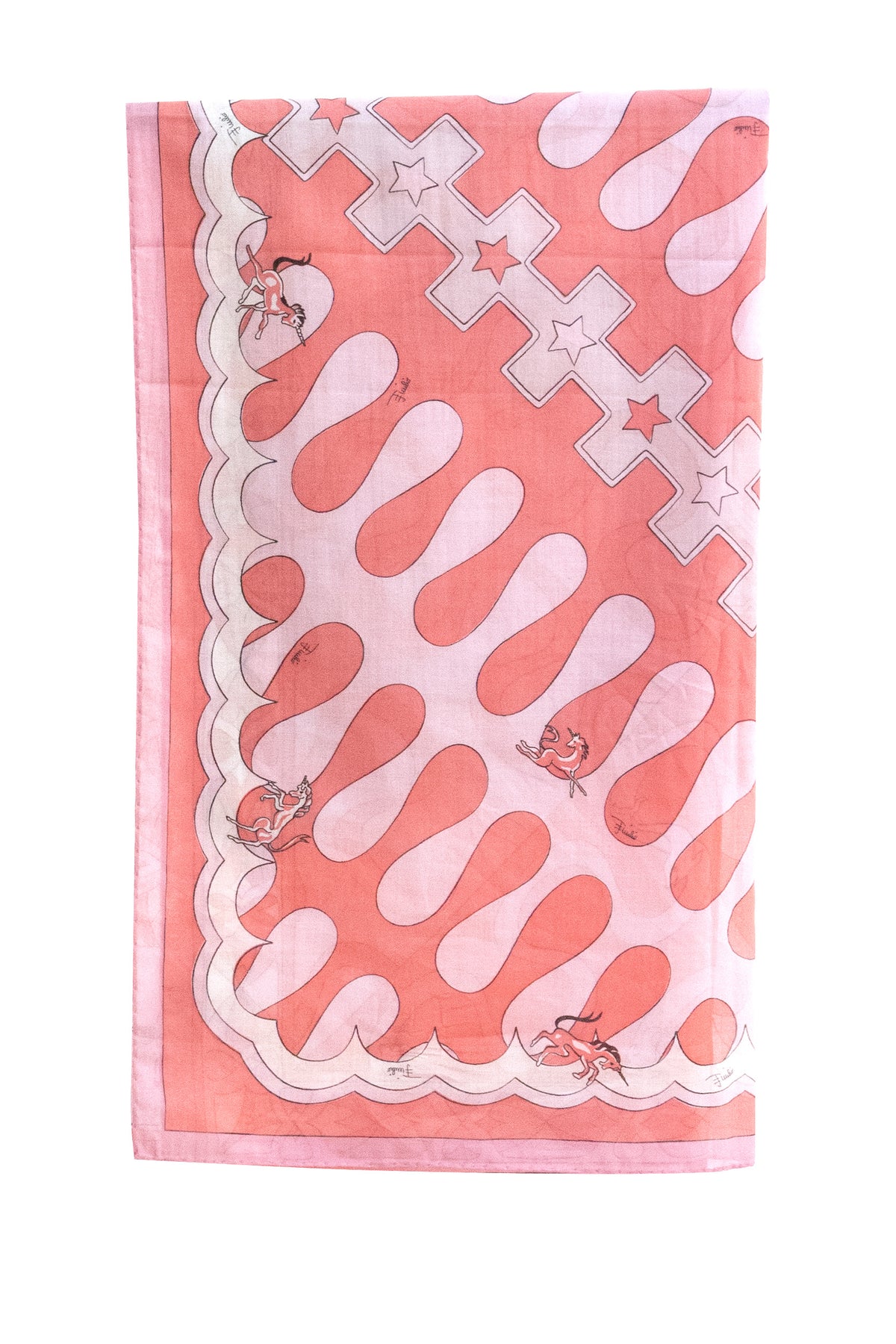 EMILIO PUCCI Cotton Pareo with Wave Print, Rosa
