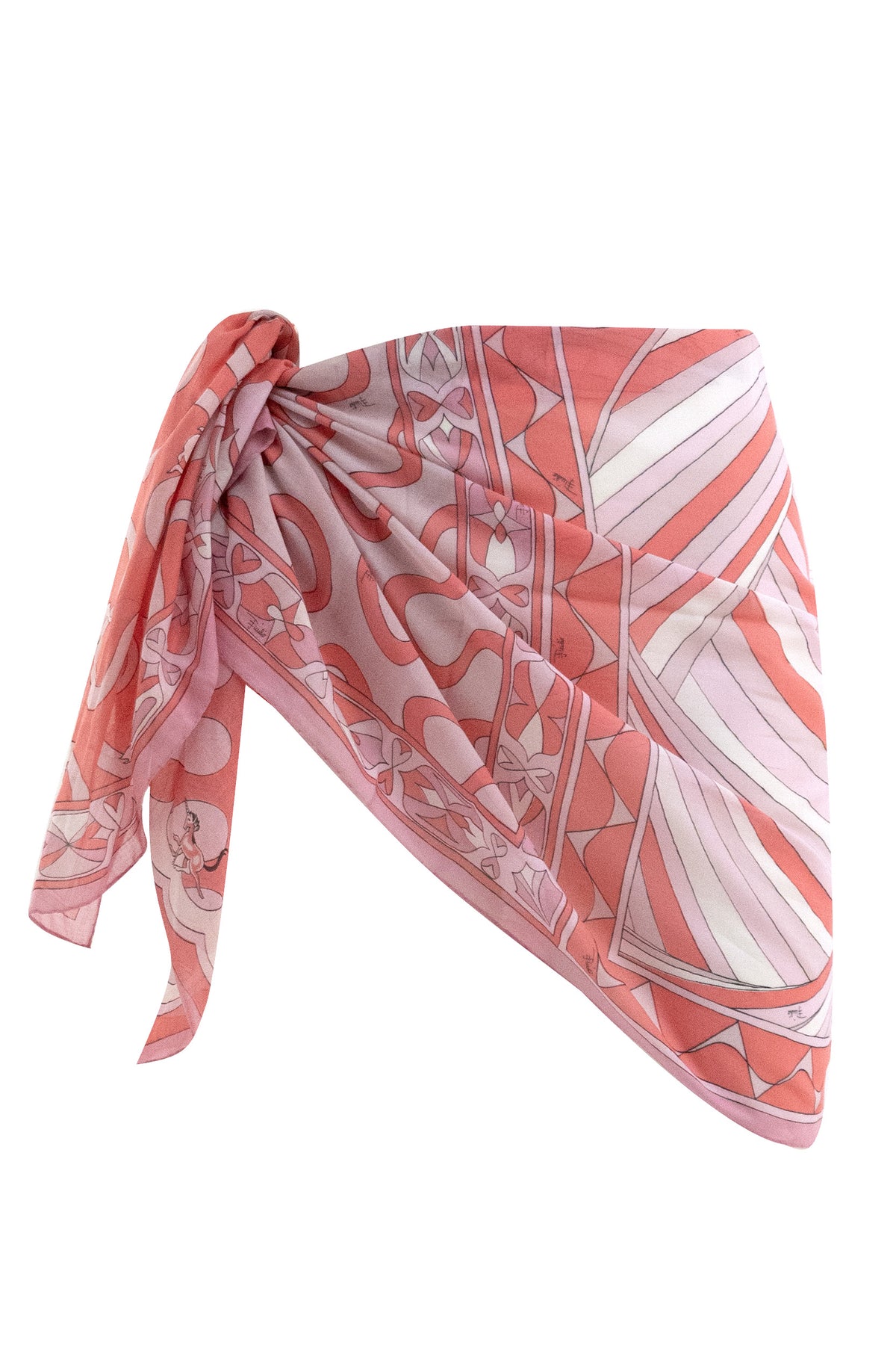 EMILIO PUCCI Cotton Pareo with Wave Print, Rosa, view 2