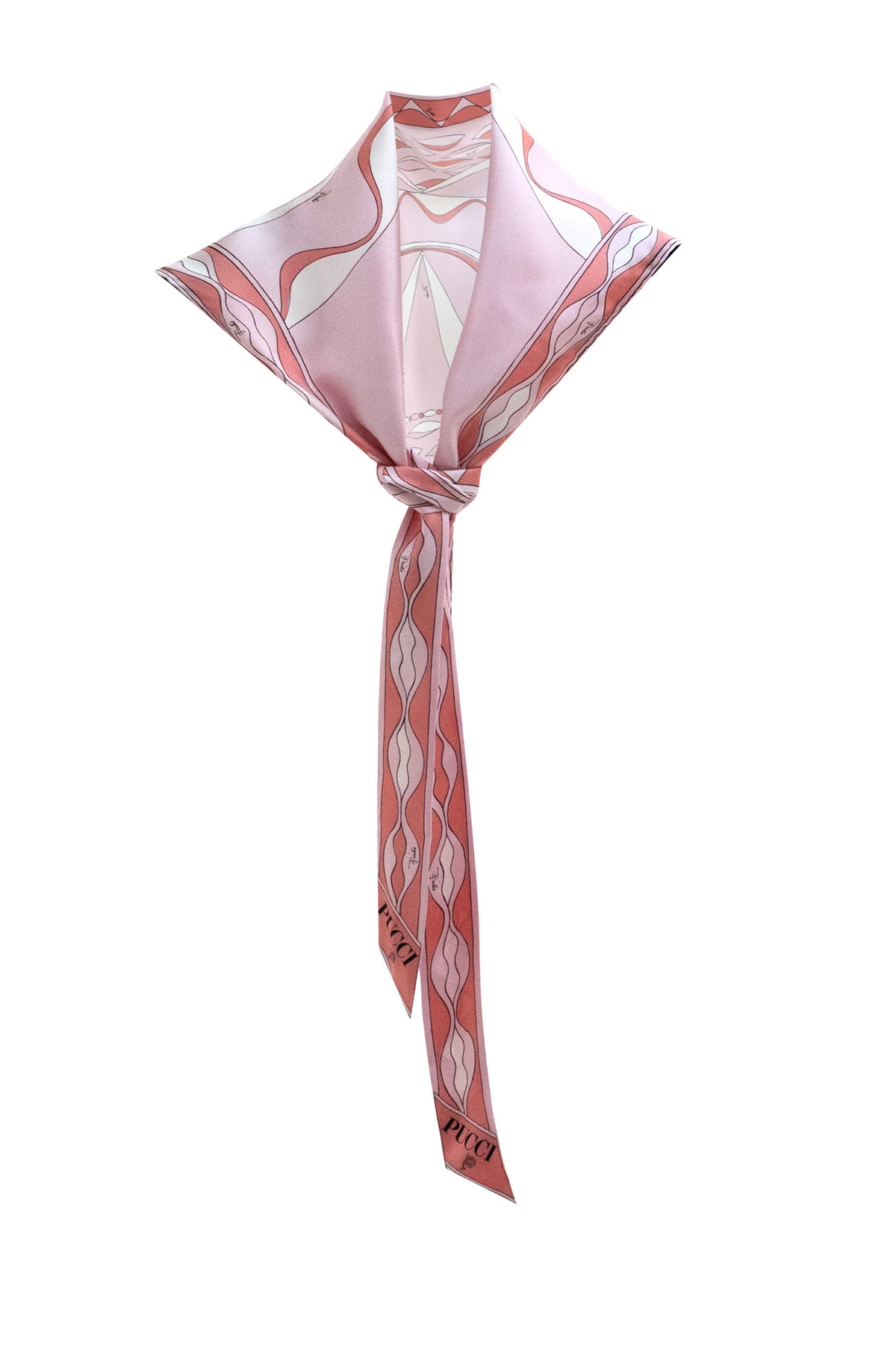 EMILIO PUCCI Triangle Silk Scarf with Dune Print, Rosa, view 2