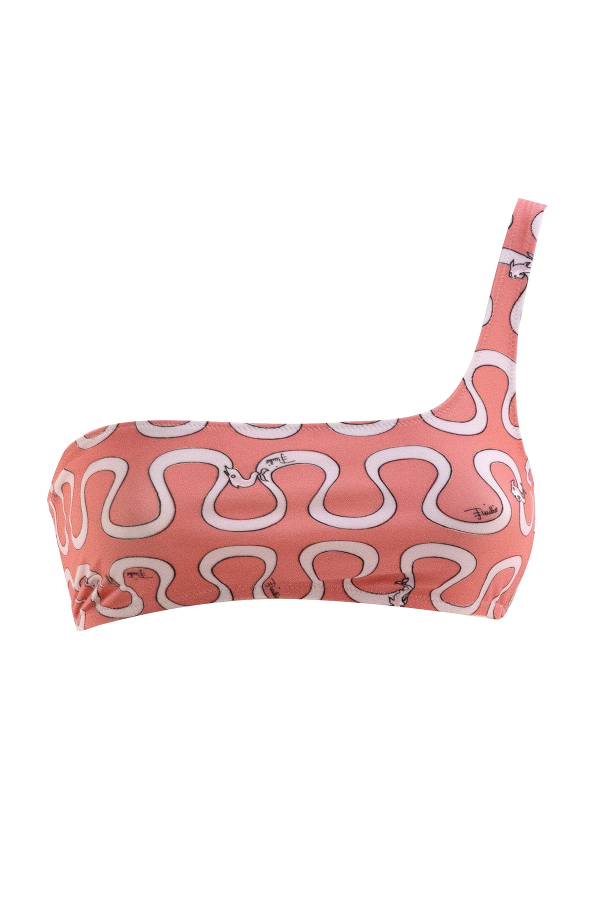 EMILIO PUCCI Top Bikini in Technical Fabric with Wave Print, Rosa