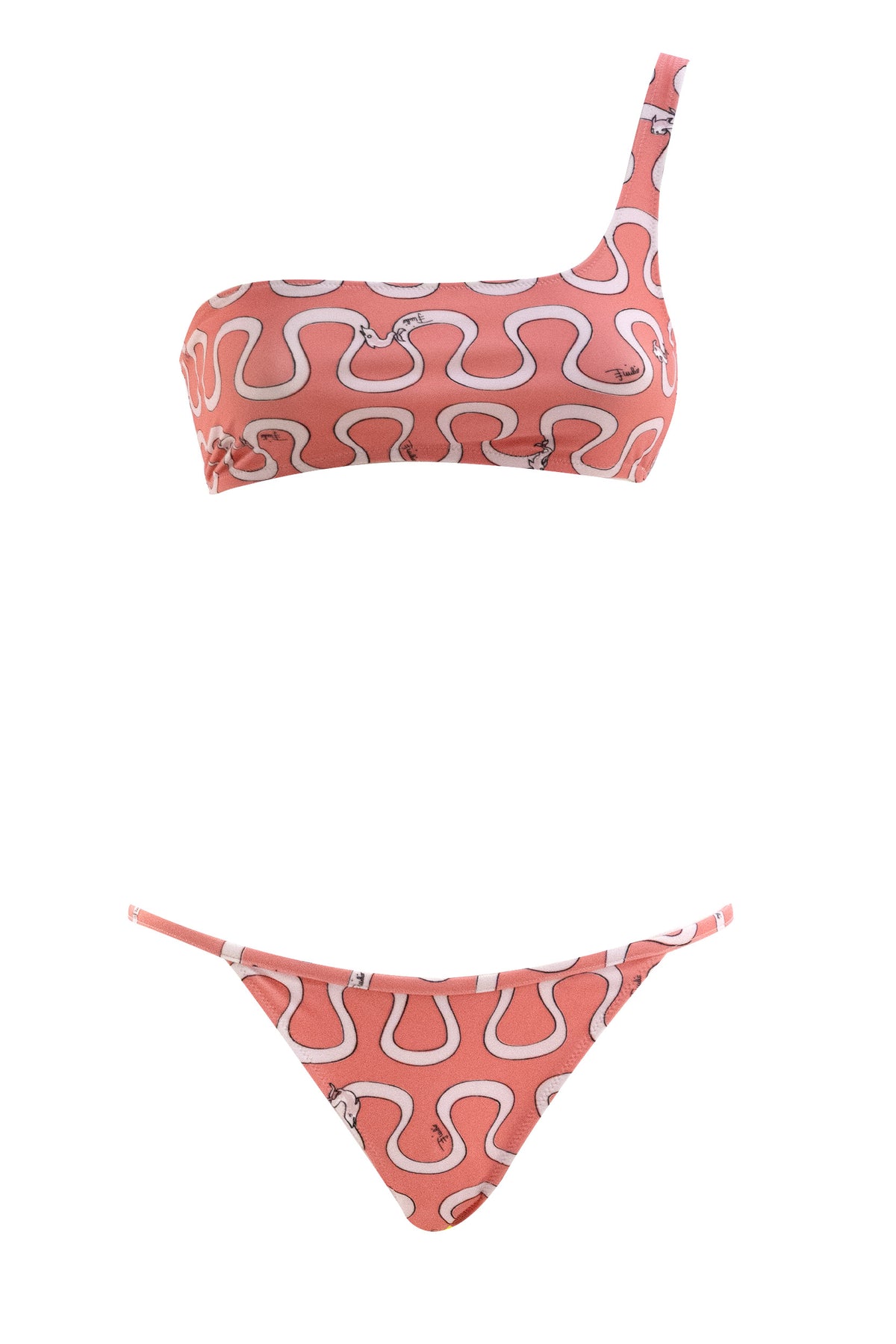 EMILIO PUCCI Top Bikini in Technical Fabric with Wave Print, Rosa, view 2