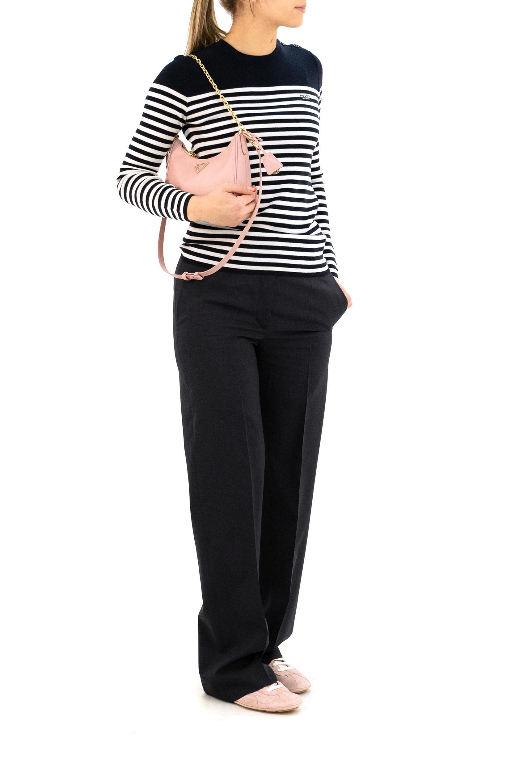 Pullover in lana a righe di colore blu e bianco<BR/> P24Z2Q S OOO 19IH F022X PRADA 