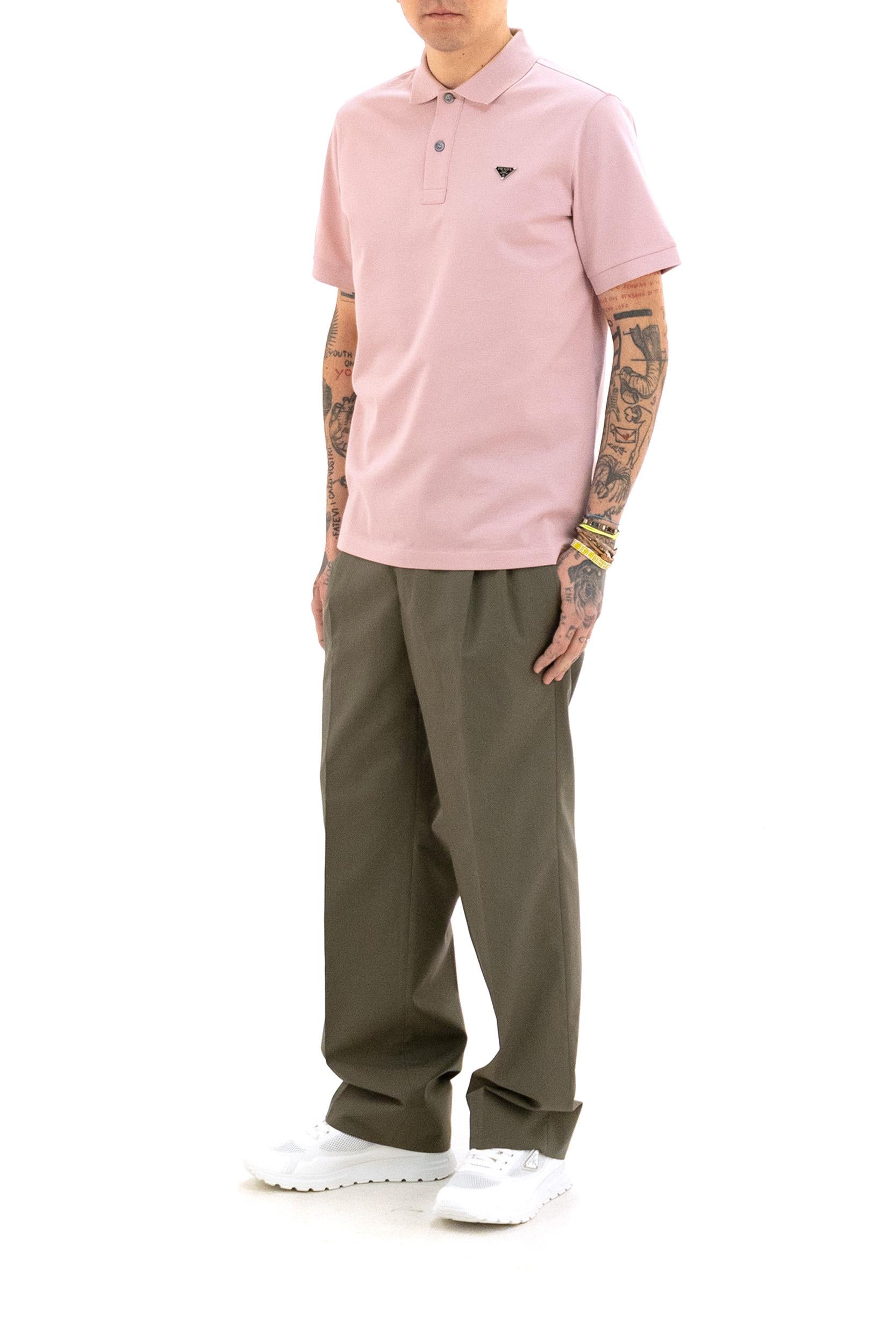 Polo in piquet di cotone di colore rosa<BR/> UJN444 S WM3 1867 F0E18 PRADA 