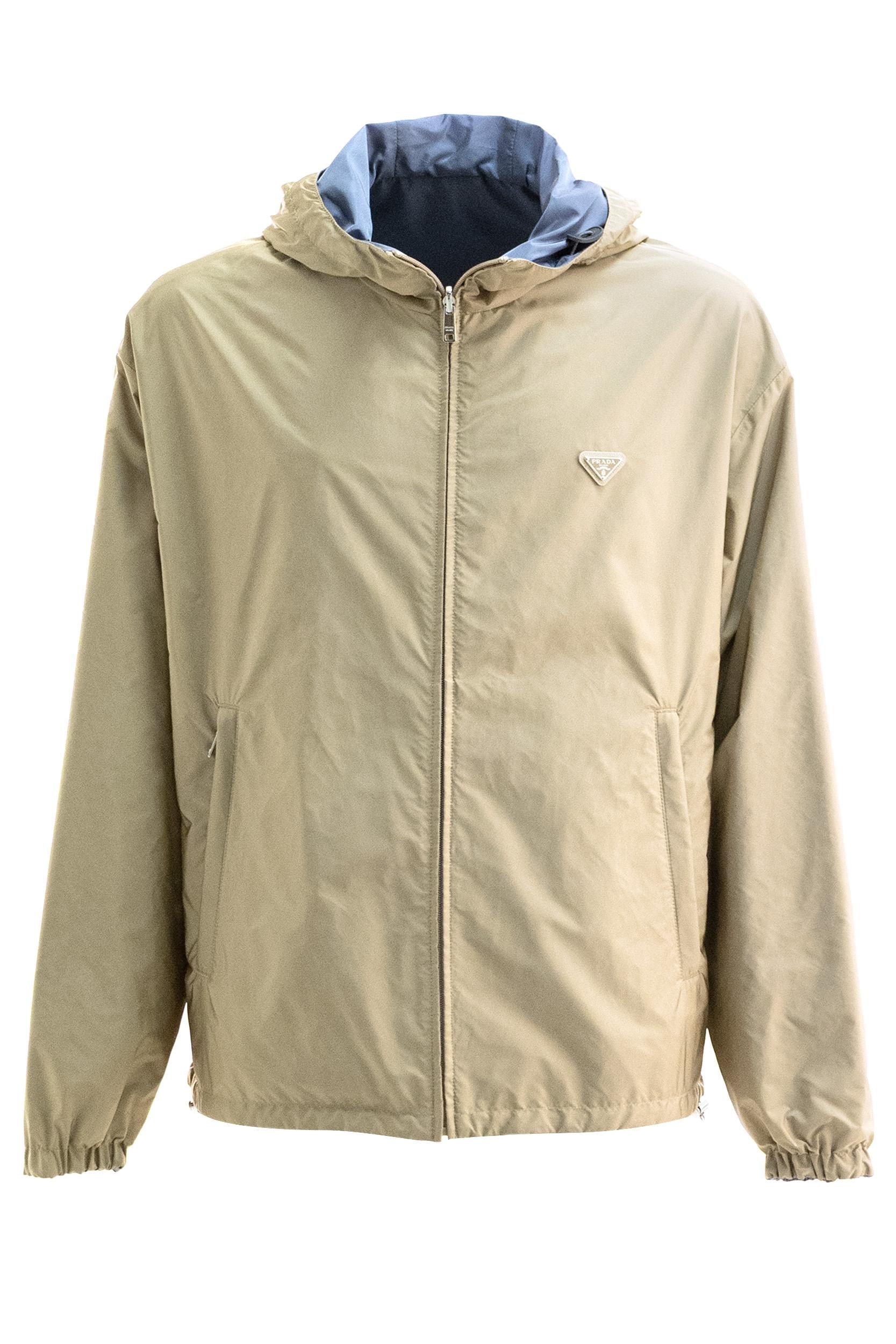 Giacca a vento reversibile in Re-Nylon di colore beige<BR/> SGD108 S OOO 1WQ9 F05JX PRADA 
