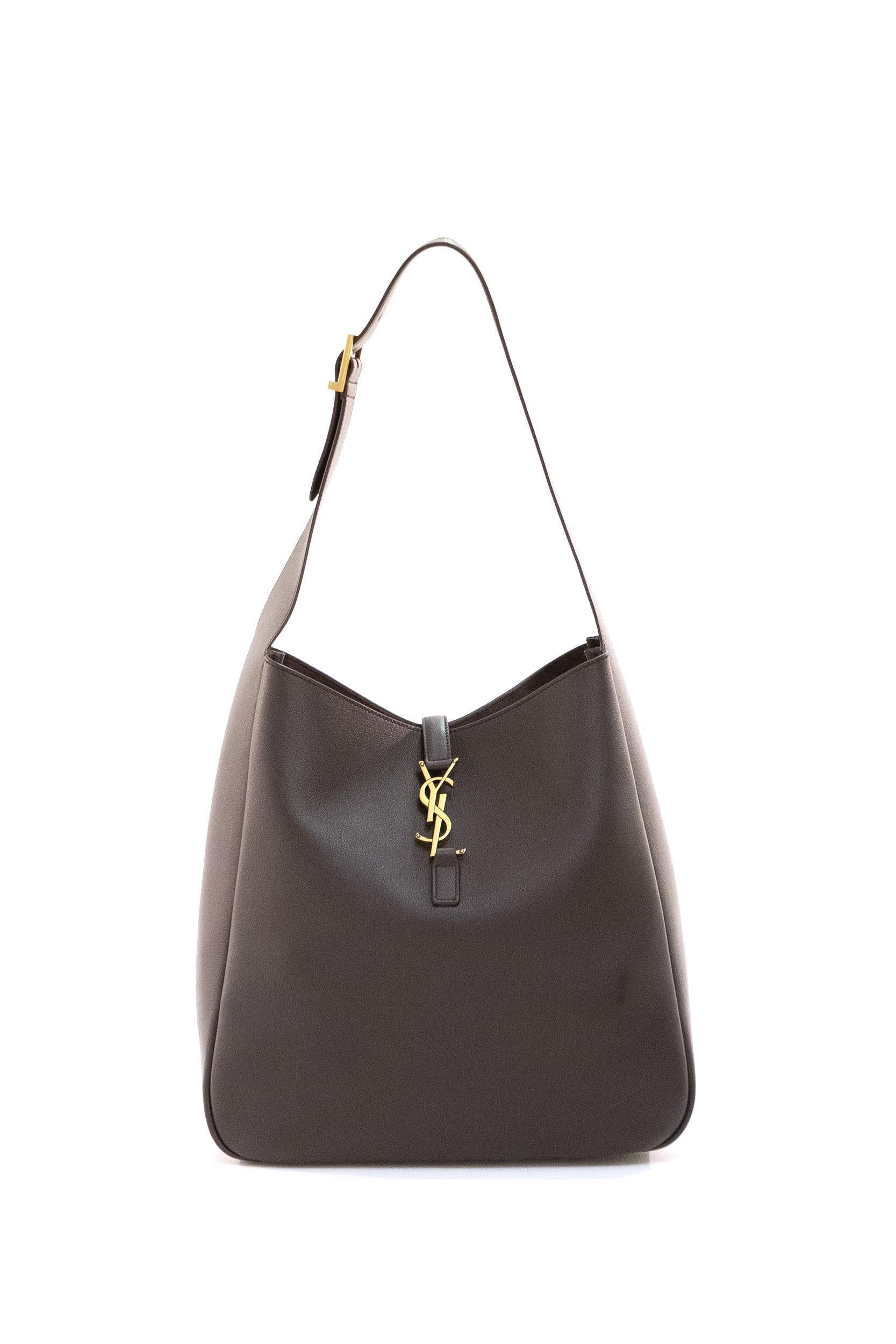 Borsa Le 5 à 7 Large in pelle martellata color marrone scuro <BR/> 753837 AAAUQ 6988 SAINT LAURENT 