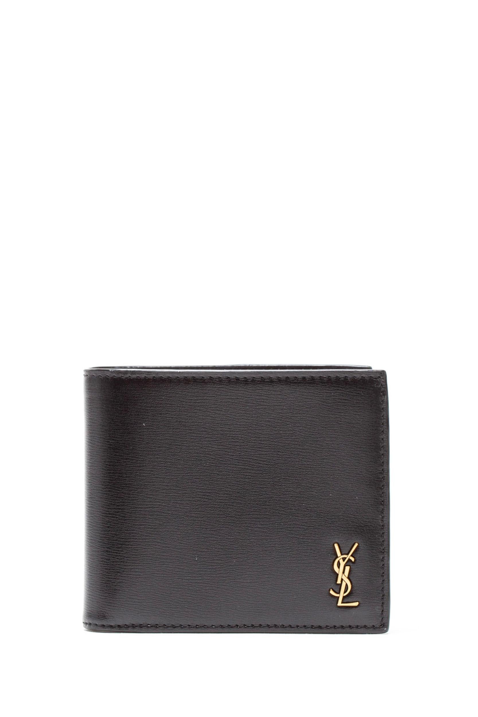 Portafoglio Tiny Cassandre in pelle liscia opaca di colore nero 607727 02G0W 1000 SAINT LAURENT 