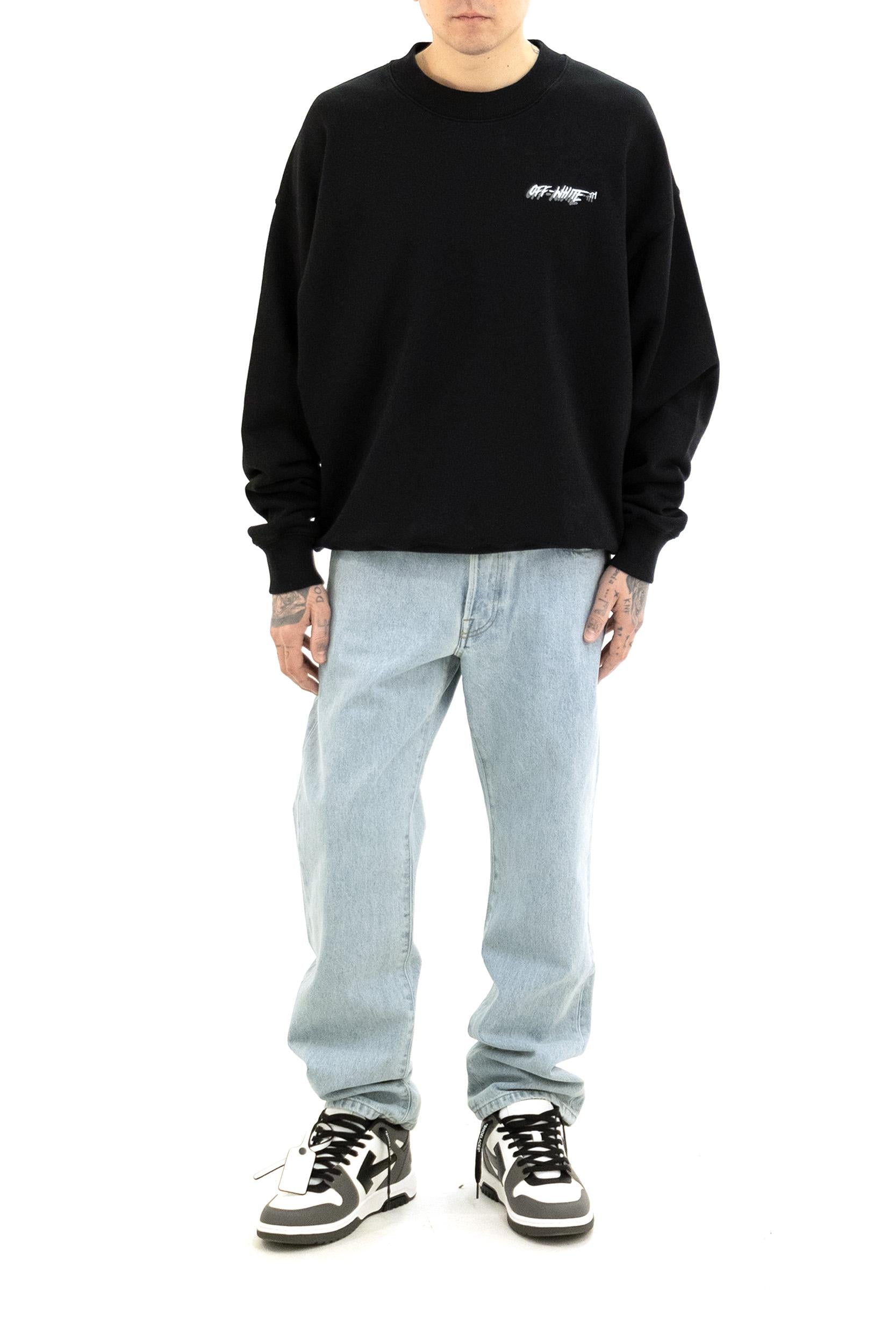 Felpa in cotone di colore nero<BR/> 44MBA054S26F005001 BLACK OFF WHITE 