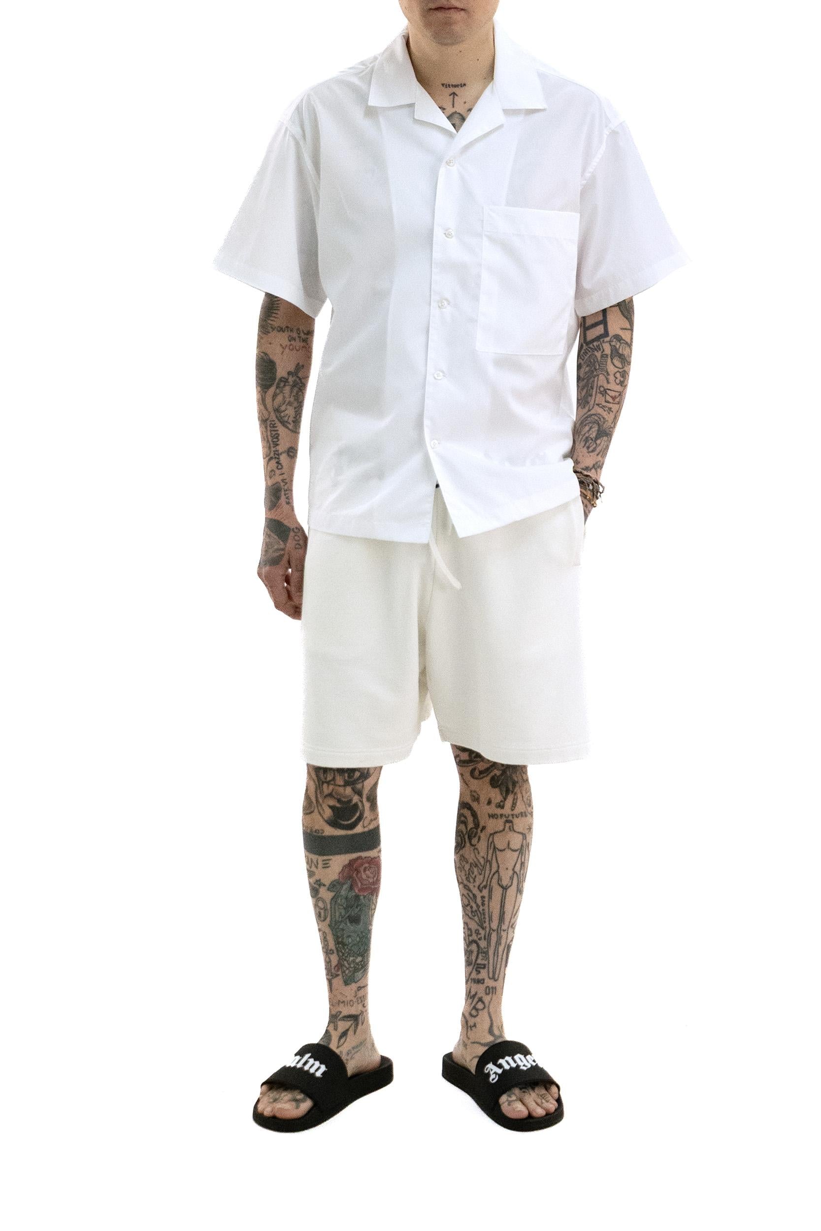 Camicia Bowling in cotone di colore bianco<BR/> PMGG00AS26FAB001 0310 PALM ANGELS 