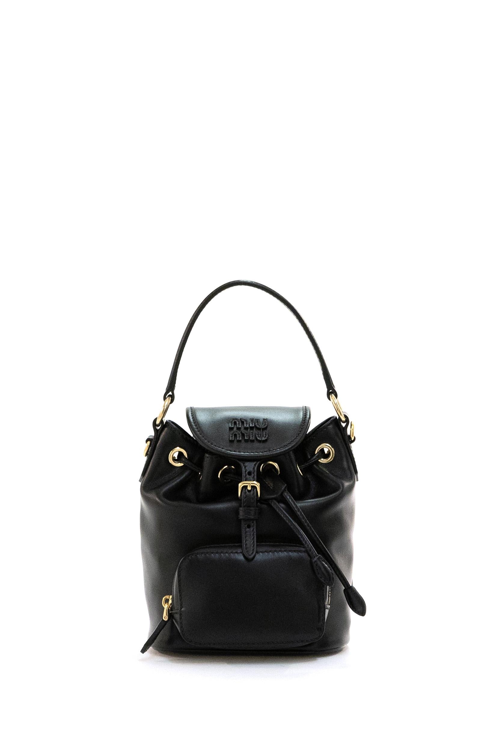 Mini zaino in pelle di colore nero<BR/> 5BZ045 V OOM 2CRW F0002 MIU MIU 