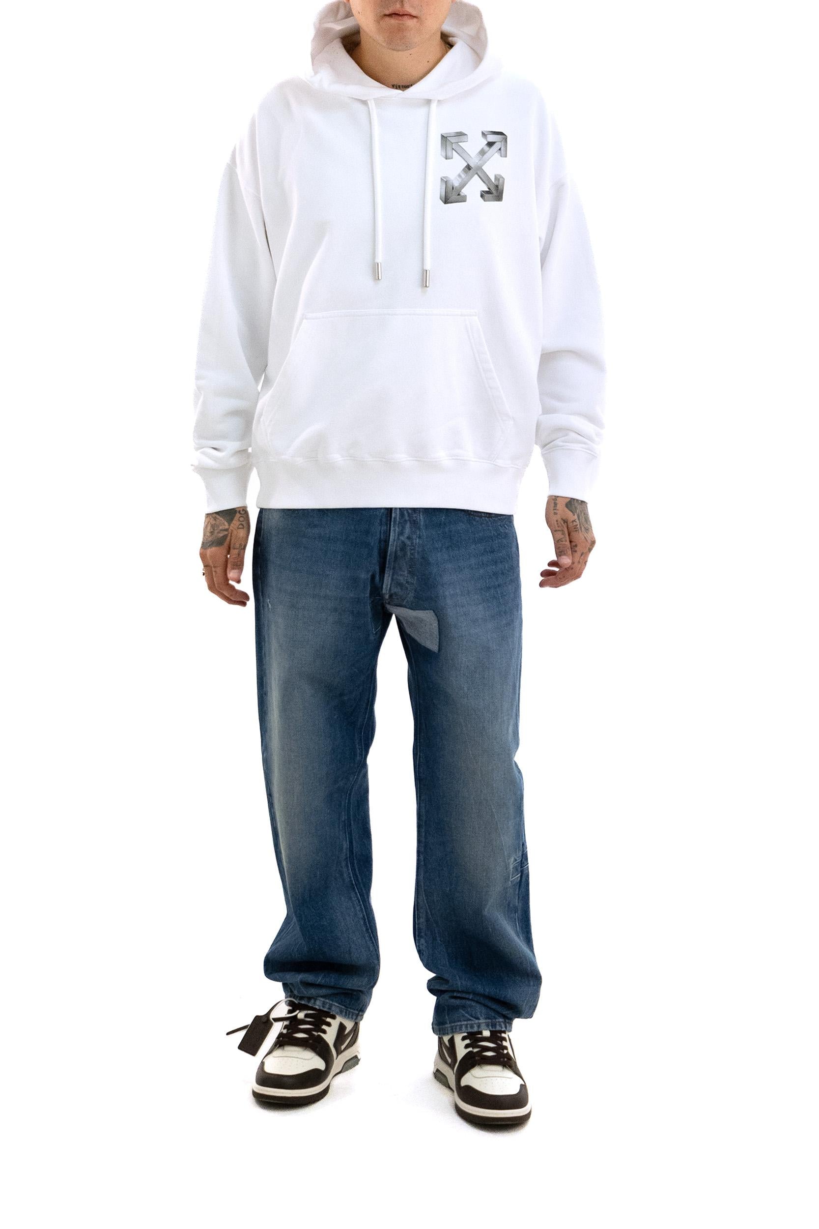 Felpa<BR/> OMBB085F25FLE00N 0172 OFF WHITE 