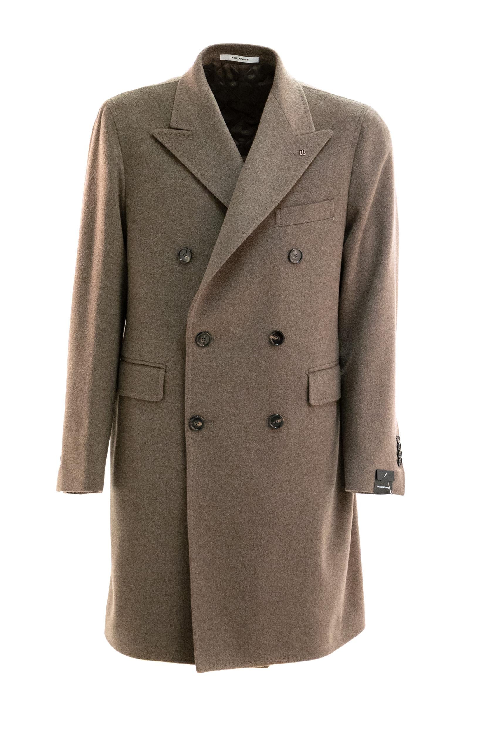 Cappotto Doppiopetto in Cashmere Tortora<BR/> CSBL10B-TRA 220012U T1105 TAGLIATORE 