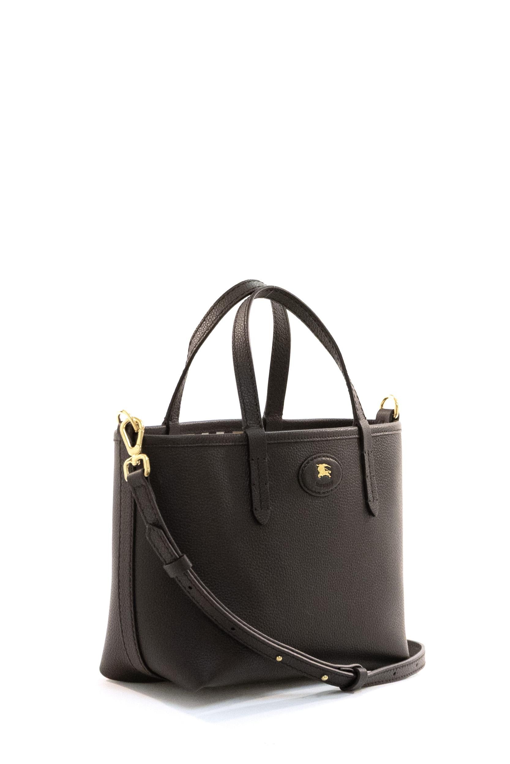 Tote Bloomsbury Mini Reversibile in Pelle<BR/> 8119627 PEATSAND BURBERRY 