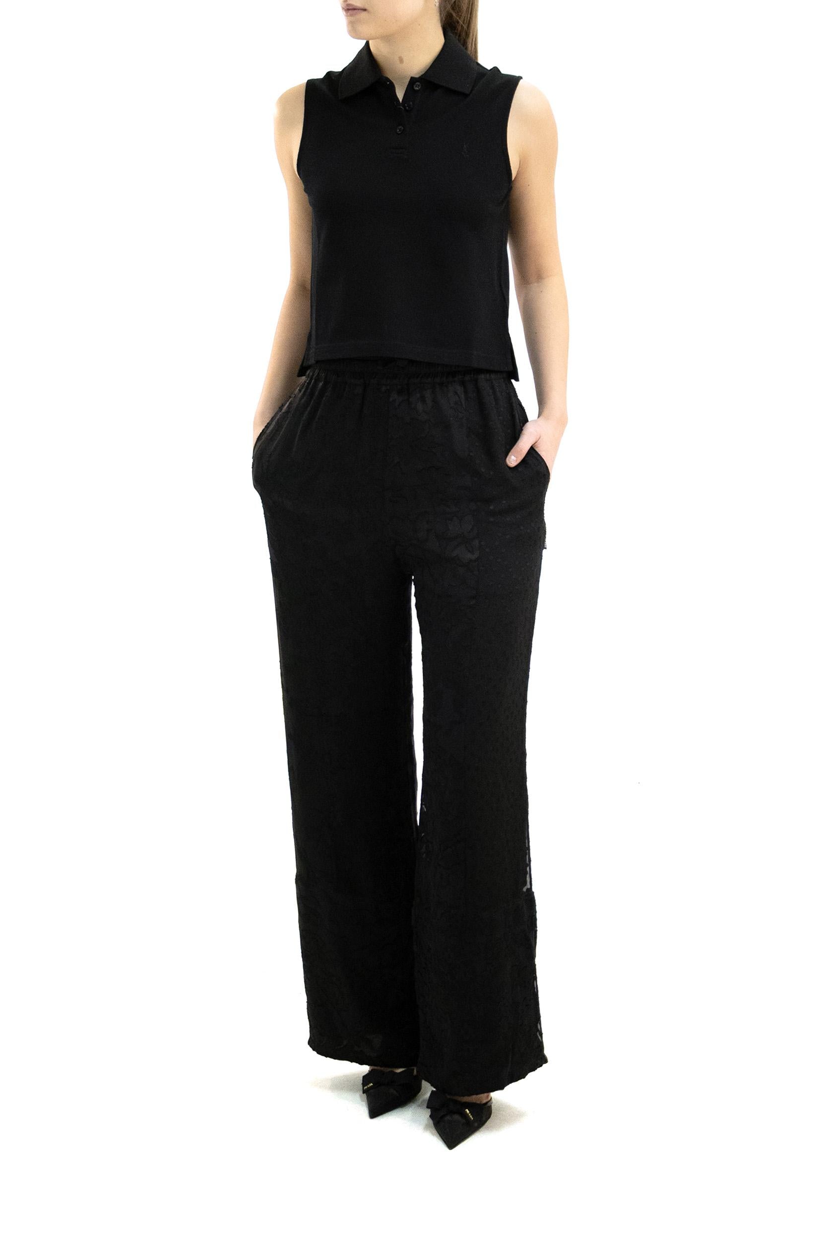 Polo in piqué di colore nero<BR/> 862601 Y37ZE 1000 SAINT LAURENT 