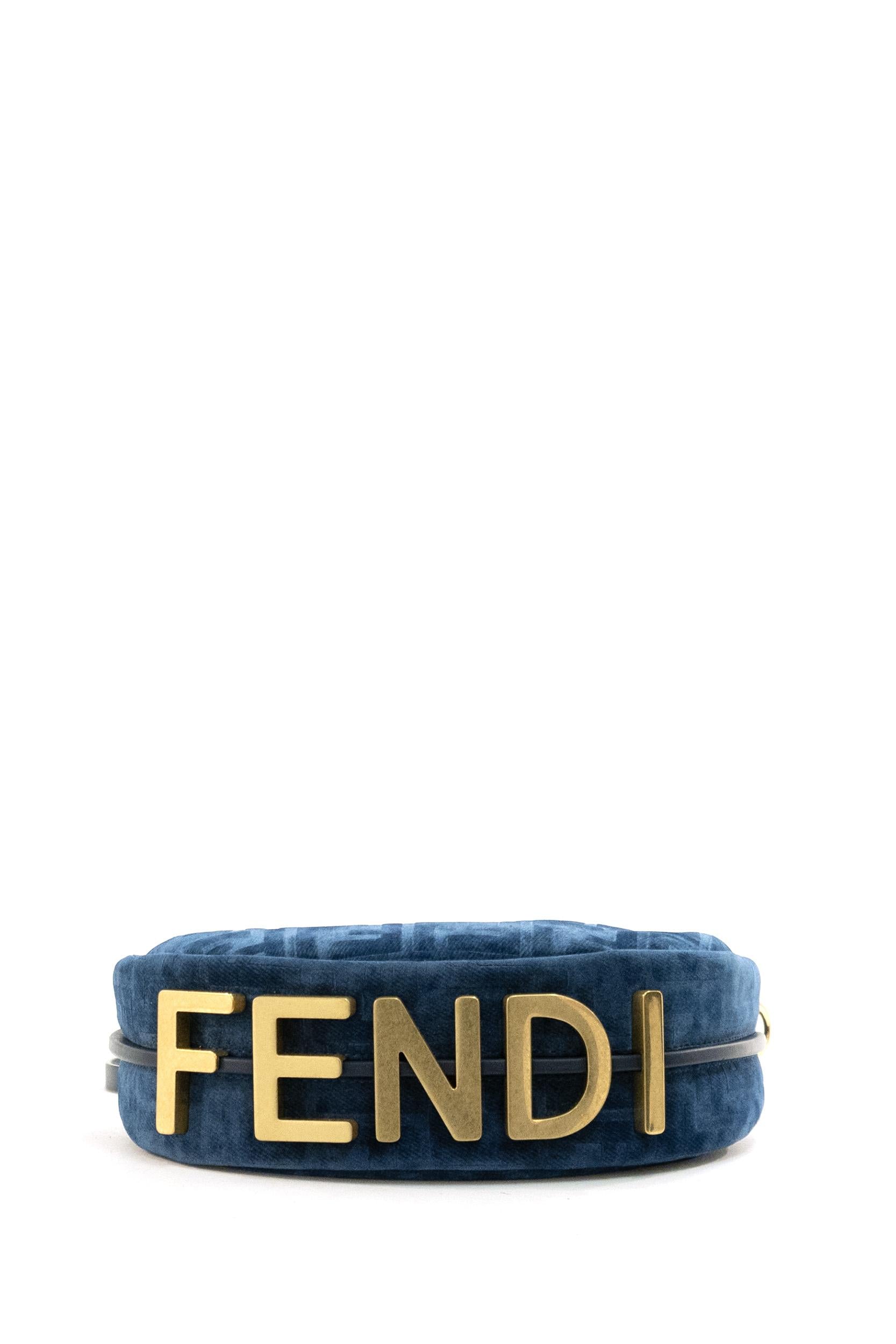 Borsa Fendigraphy Mini in Tessuto Denim Floccato<BR/><BR/> 8BS081 AVR6 F1UK1 FENDI