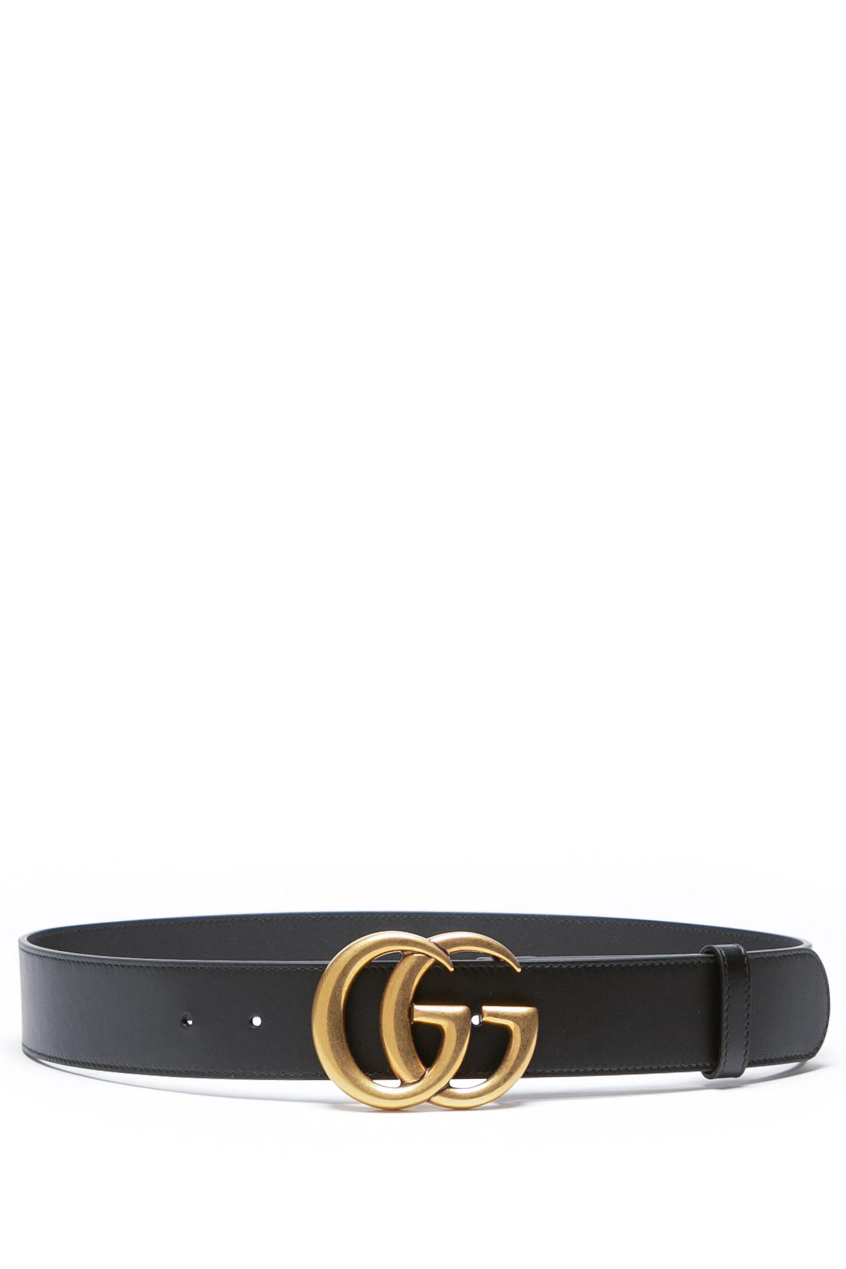 Cintura GG Marmont in pelle di colore nero<BR/> 400593 AP00T 1000 GUCCI 