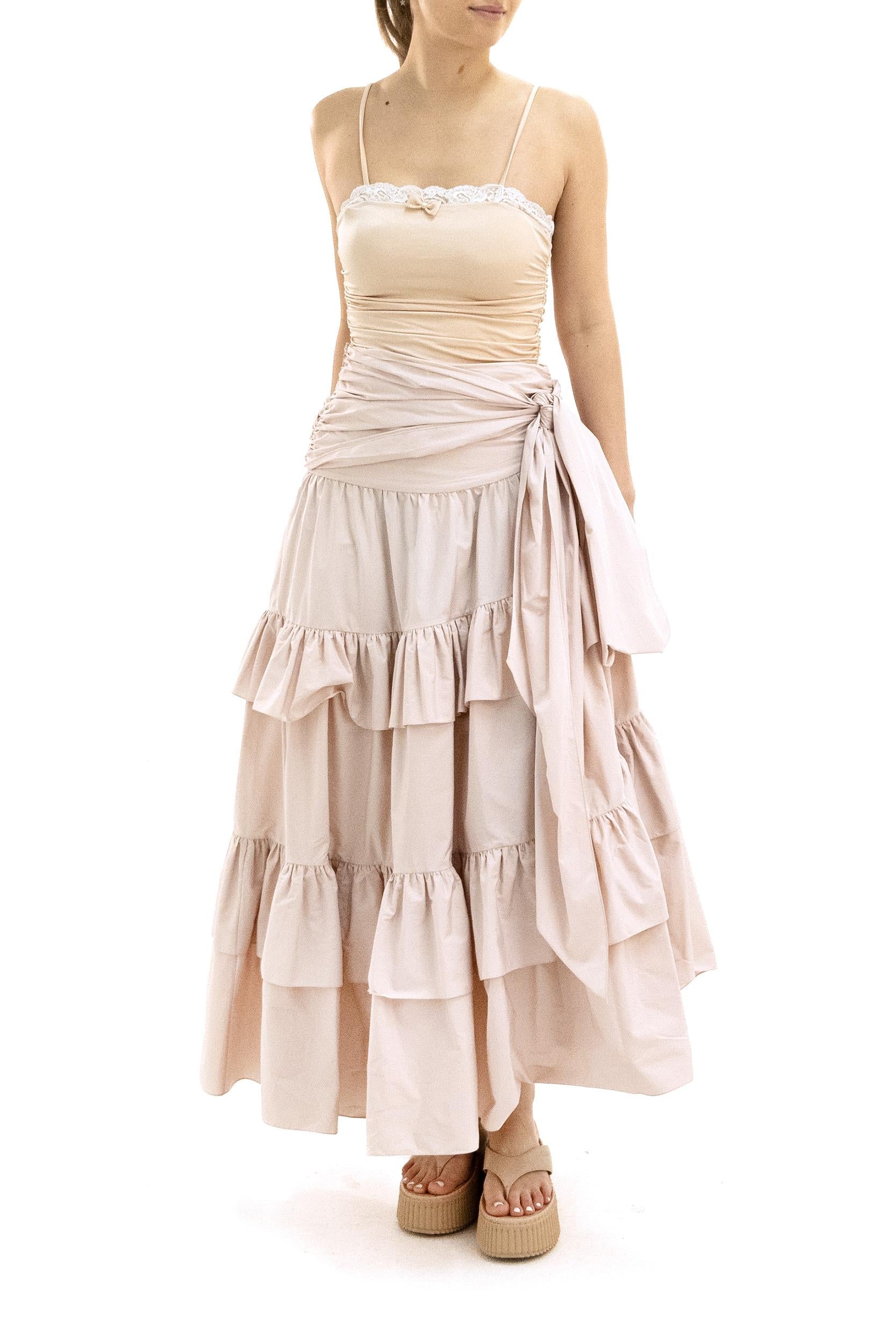 Gonna lunga con volant in popeline di cotone di colore rosa<BR/> 26UJU53144 6C0 CHLOE' 