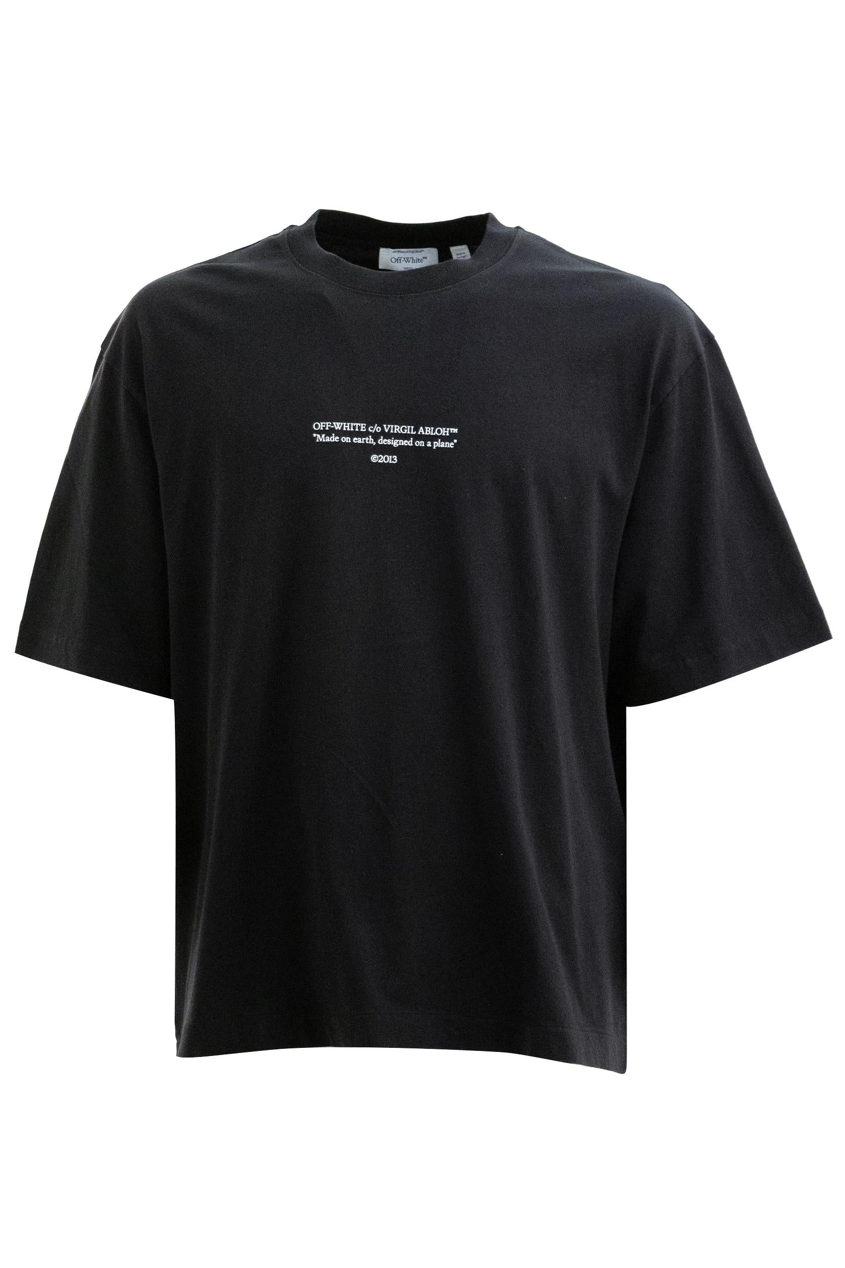 T-shirt Statement in Cotone<BR/> 44MAA120S26J007001 BLACK OFF WHITE 
