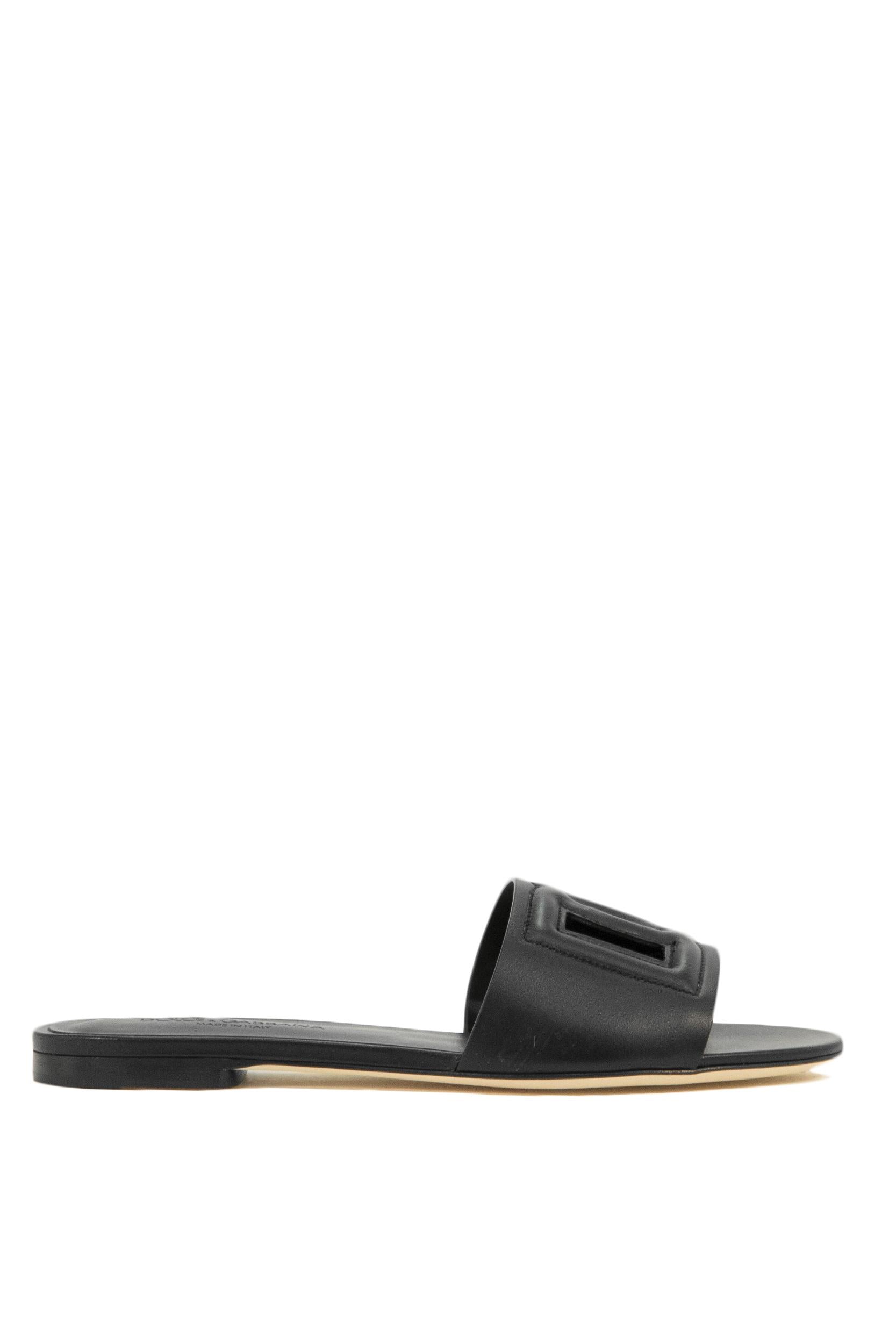 Slide in Pelle con logo DG Millennials CQ0436 AY329 80999 DOLCE & GABBANA 