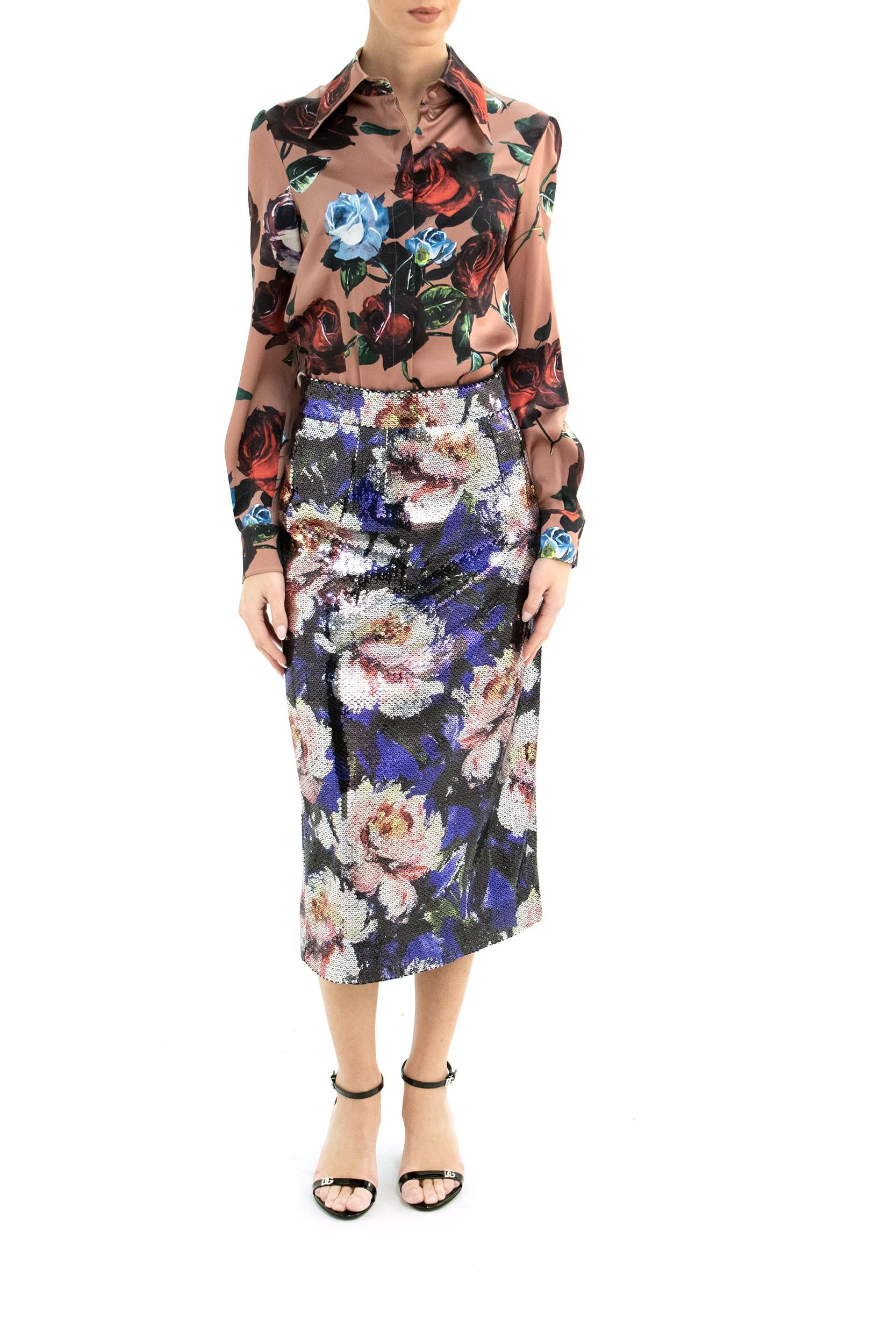 Gonna Longuette in Paillettes<BR/> F4CS8T FSSKL HP4YC DOLCE & GABBANA 