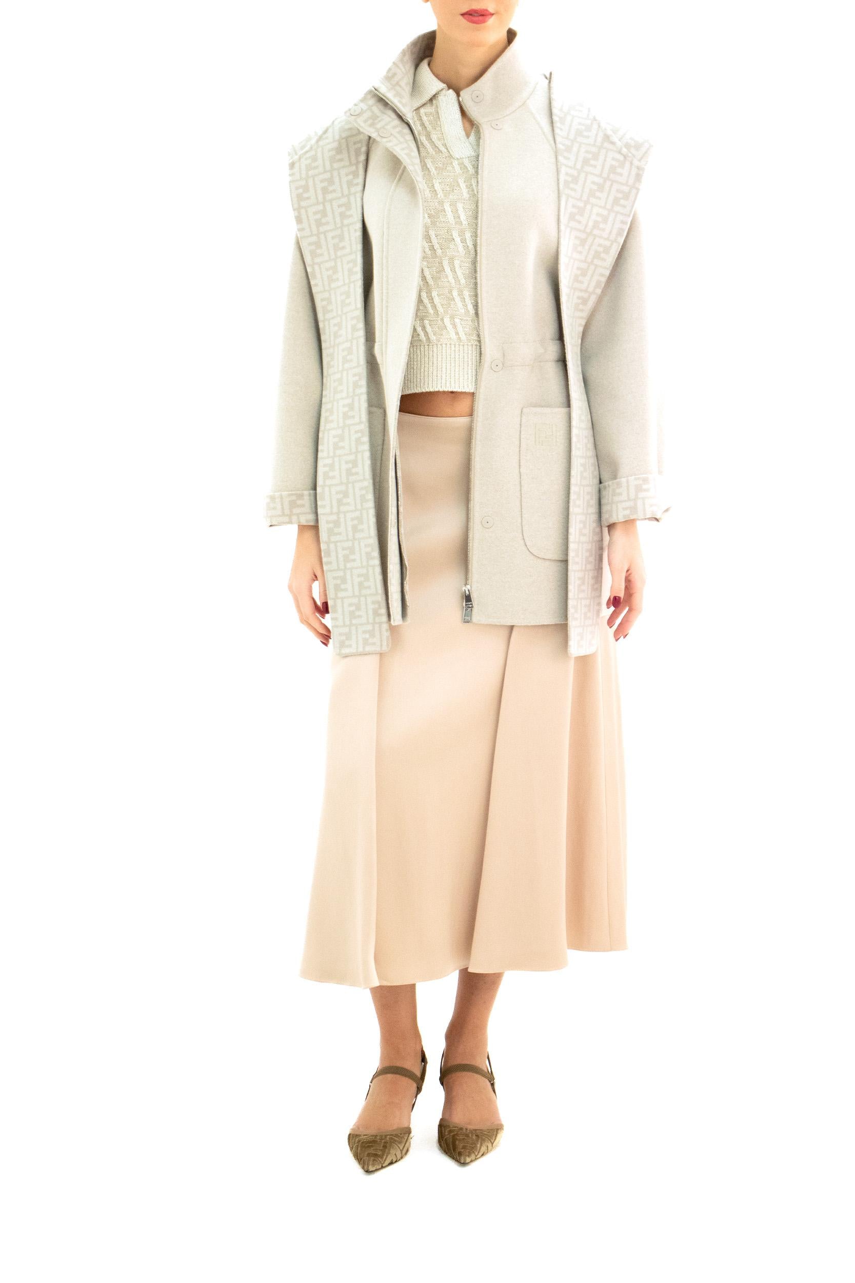 Parka in lana color beige FJ7587 A5HD F1MYZ FENDI 