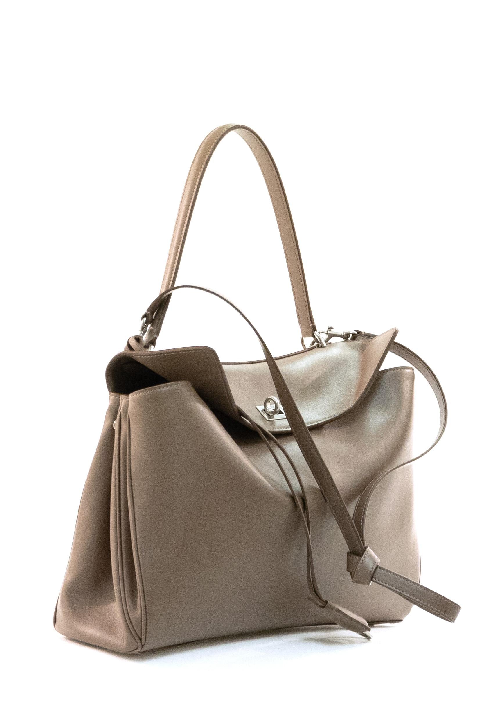 Borsa Rodeo Media in pelle liscia color tortora <BR/> 789772 2AA4U 2909 BALENCIAGA 