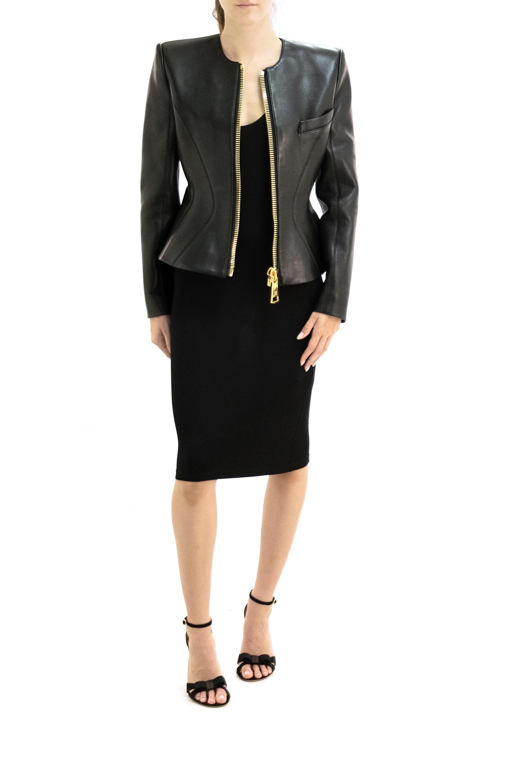 Giacca in pelle di colore nero<BR/><BR/> HF1SK691LC62 0PA BALMAIN 