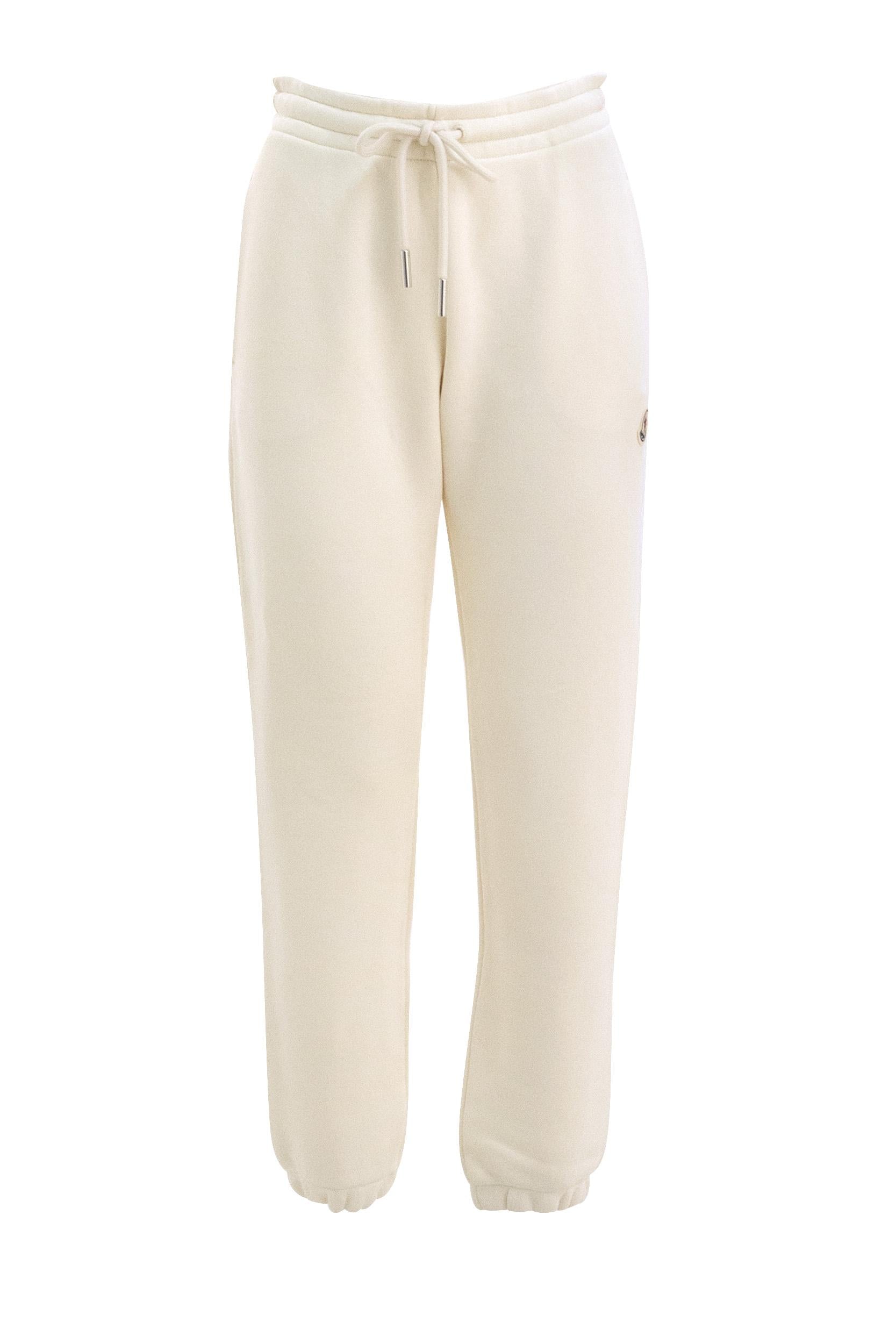 Pantaloni jogging  in jersey di cotone di colore bianco<BR/> 8H000-06 89B0Q 034 MONCLER 