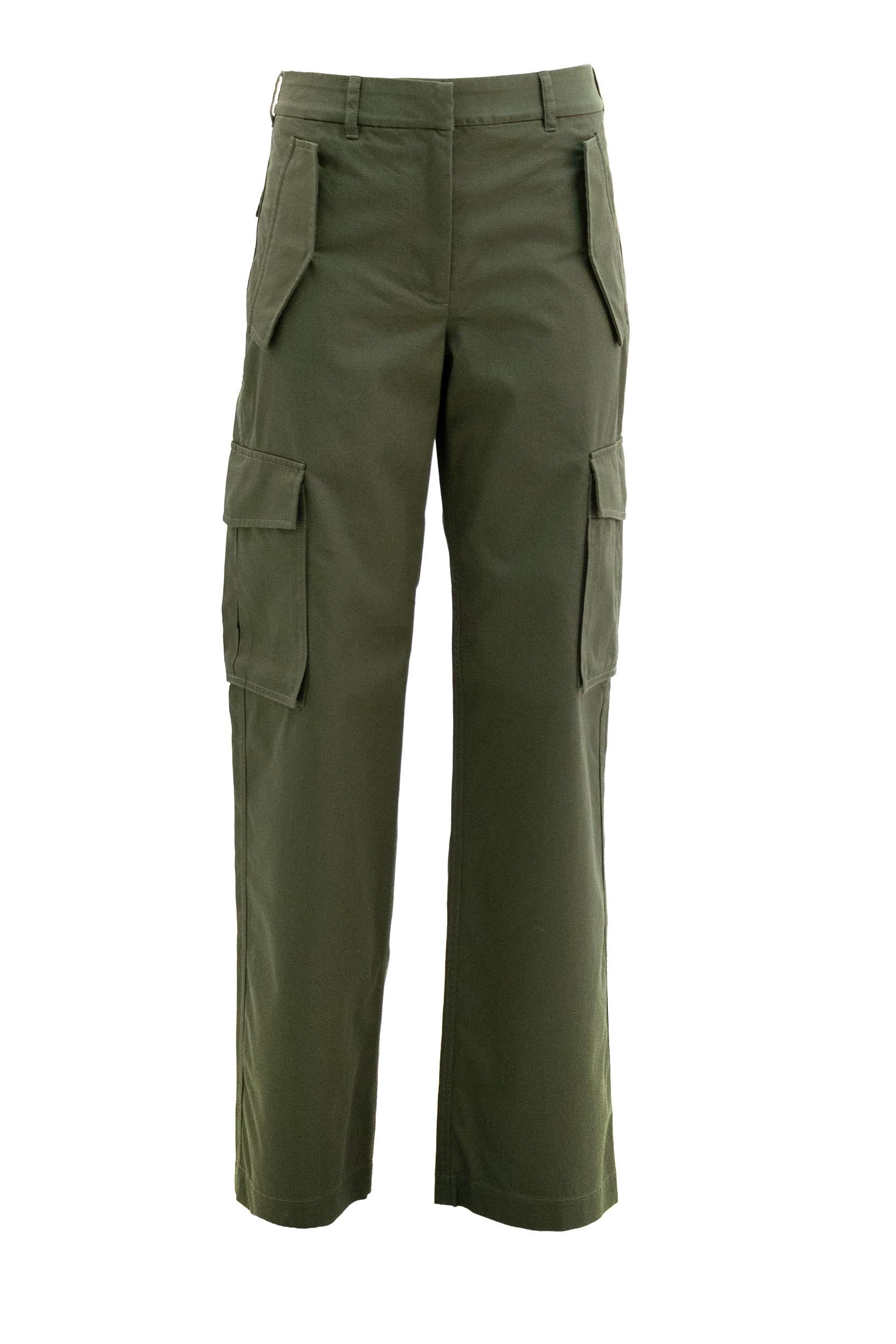 Pantaloni cargo in gabardine di colore verde militare<BR/> 8118420 MARROWGREEN BURBERRY 
