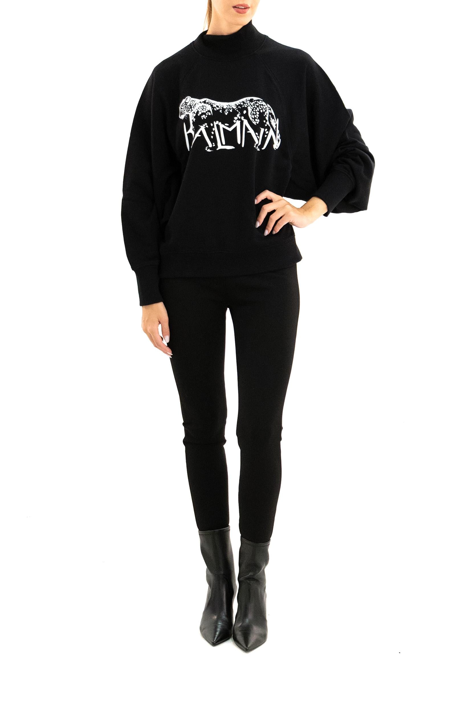 BALMAIN Felpa stampa leopardo colore nero<BR/> FF0JQ050GF22 EAB BALMAIN 