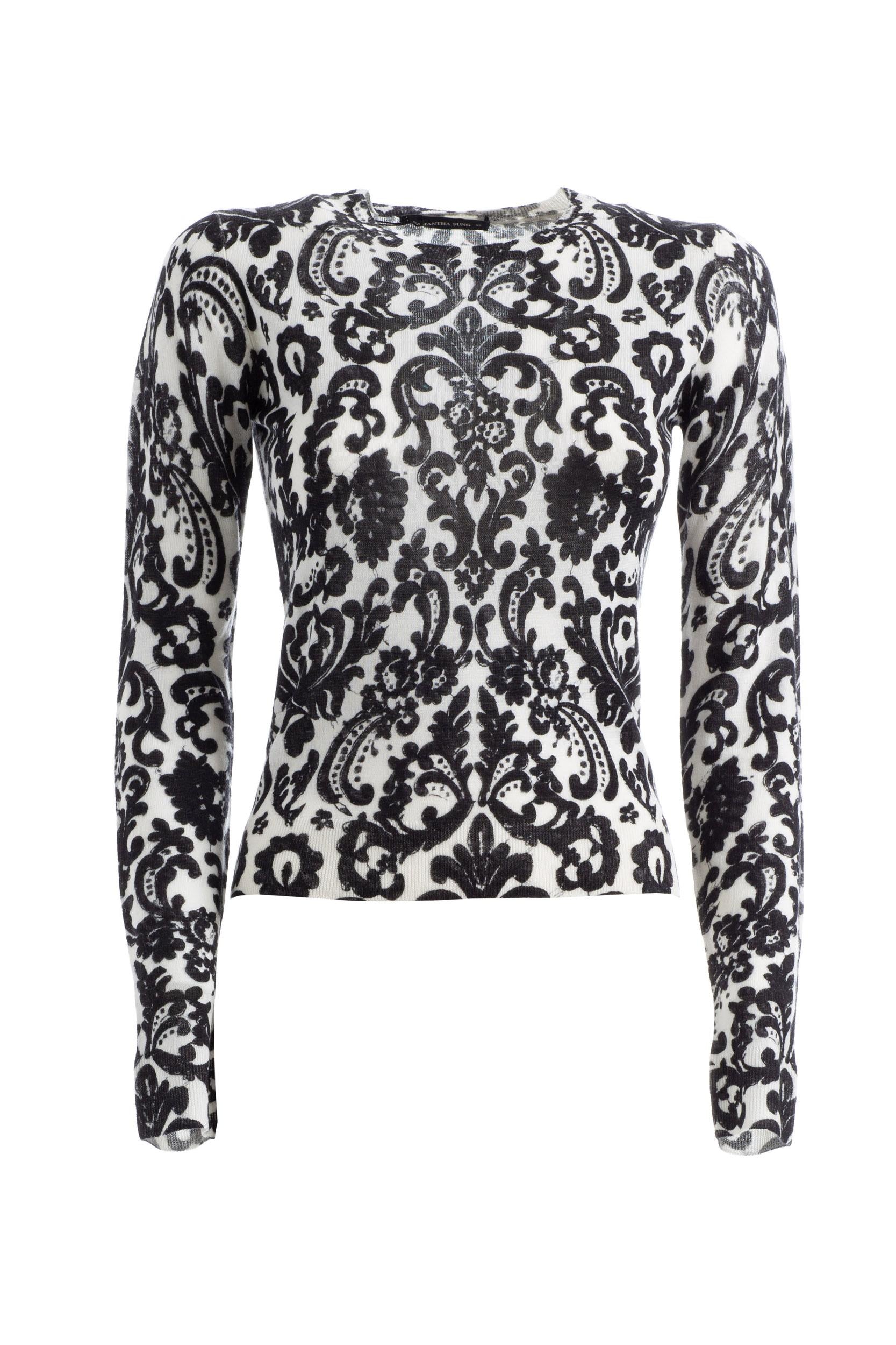 S Sung CHARLOTTE PLOVER CZETTE LACE WHITE BLACK Pullover Girocollo Charlotte<BR/> CHARLOTTE PULLOVER BLACK S-SUNG 