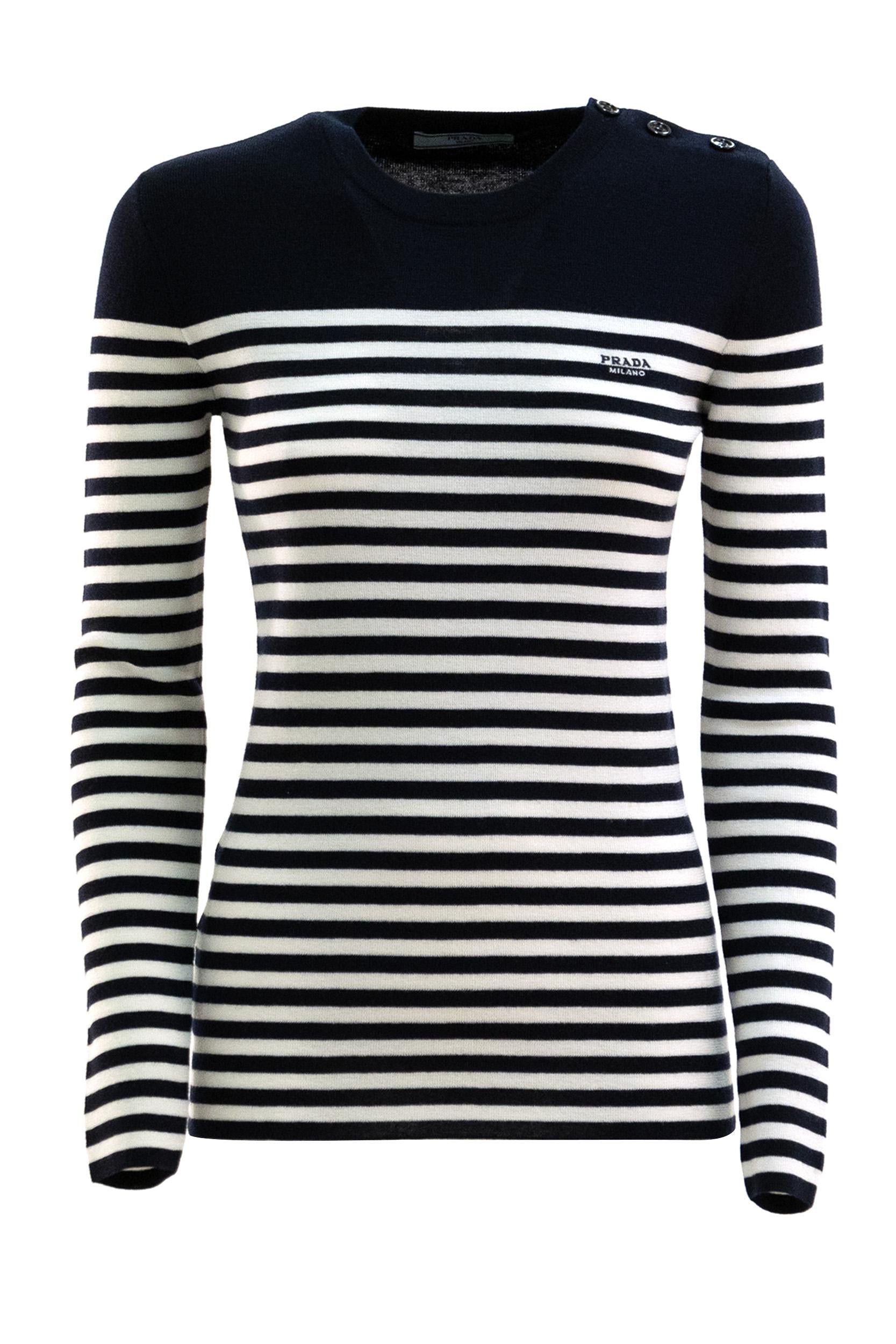Pullover in lana a righe di colore blu e bianco<BR/> P24Z2Q S OOO 19IH F022X PRADA 