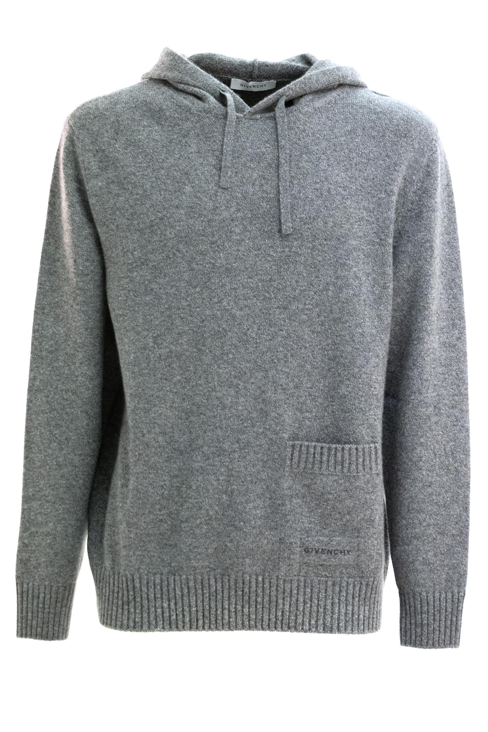 Felpa con Cappuccio in Cashmere Grigio<BR/> BM90VH4YNR 067 GIVENCHY 