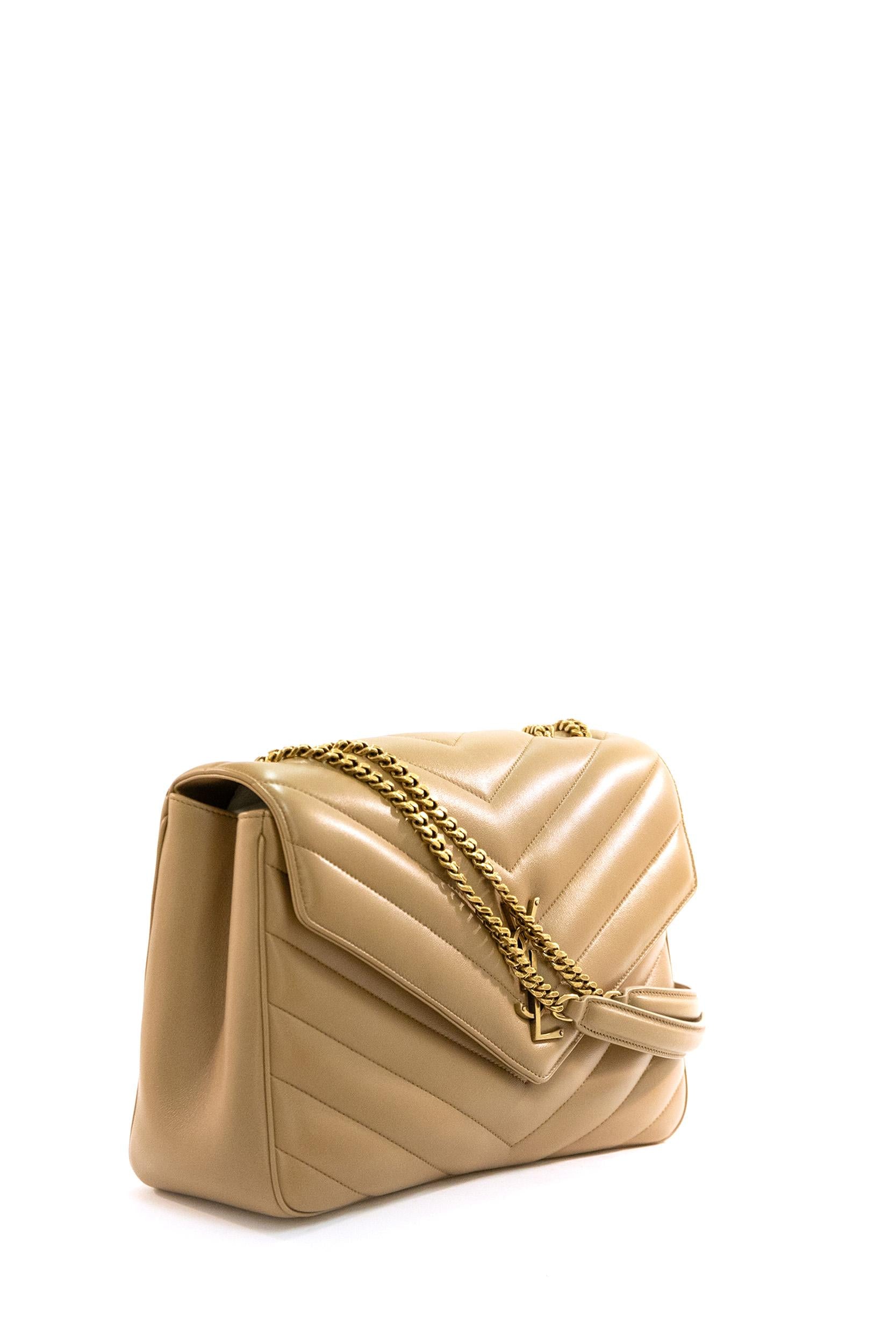 Borsa Loulou Grande nappa color beige<BR/> 803541 AAEAX 2357 SAINT LAURENT 