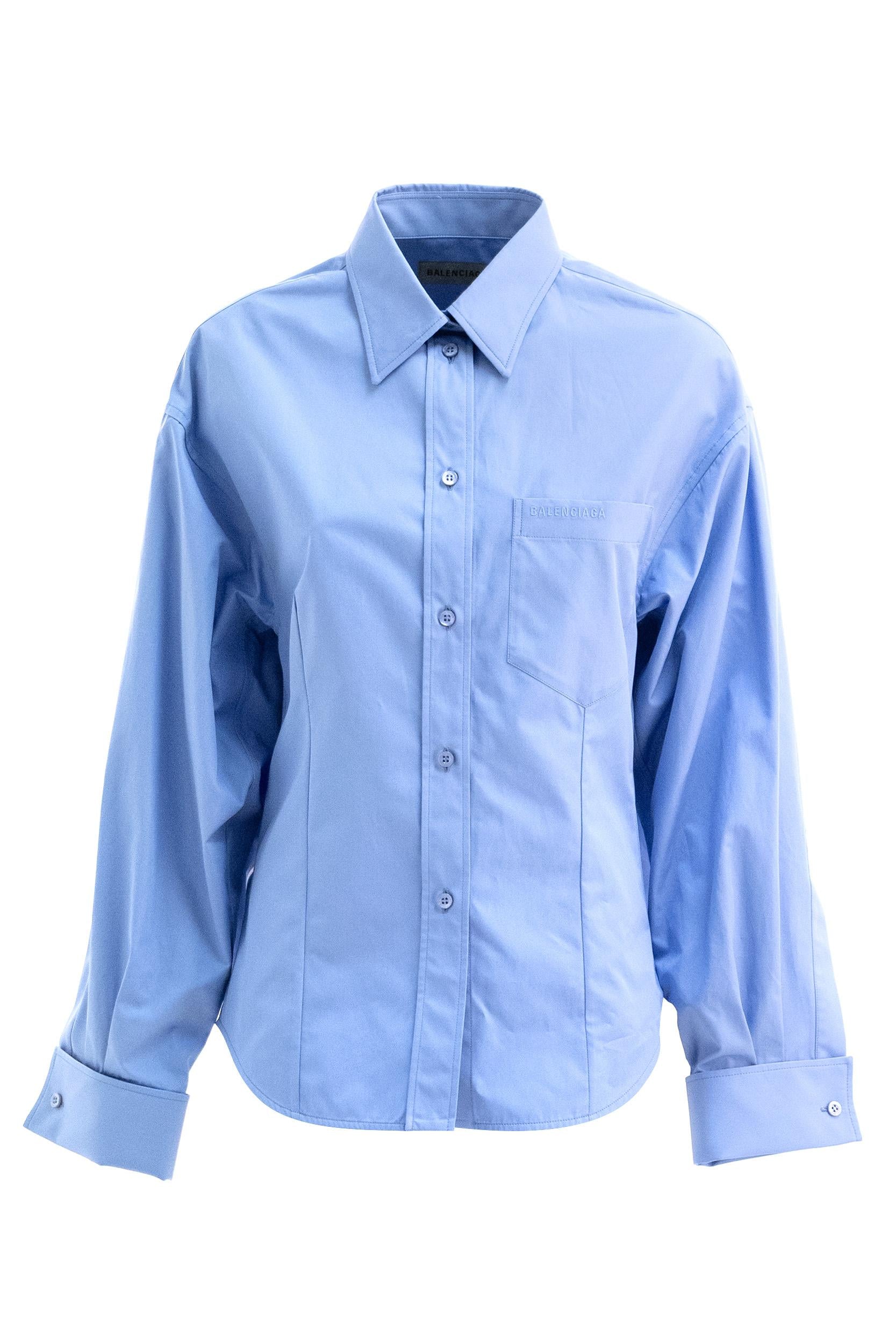 Camicia in cotone di colore azzurro<BR/> 872318 TUM20 4200 BALENCIAGA 