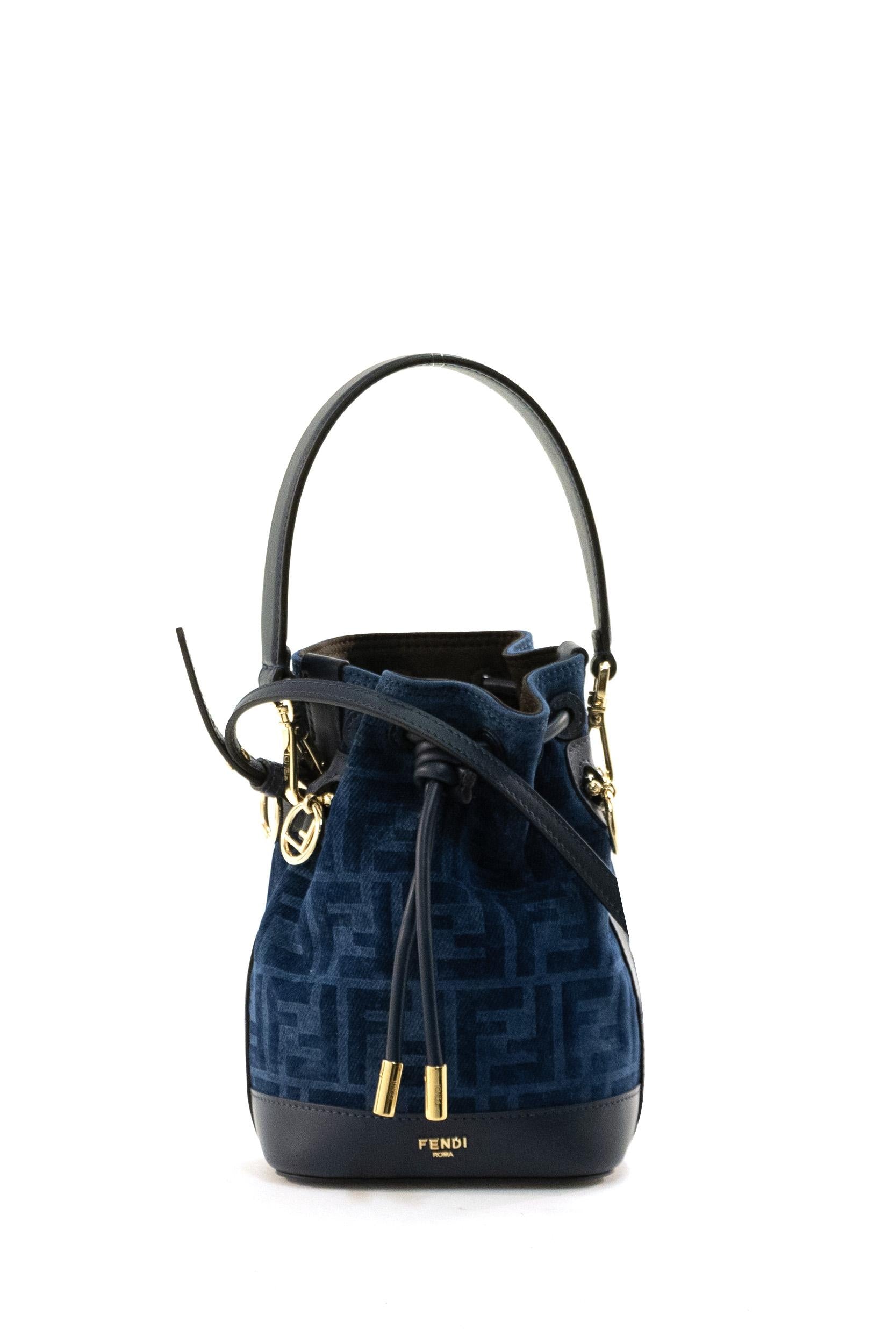 Secchiello Mon Tresor Mini in Denim<BR/> 8BS109 AVR6 F1UJW FENDI 