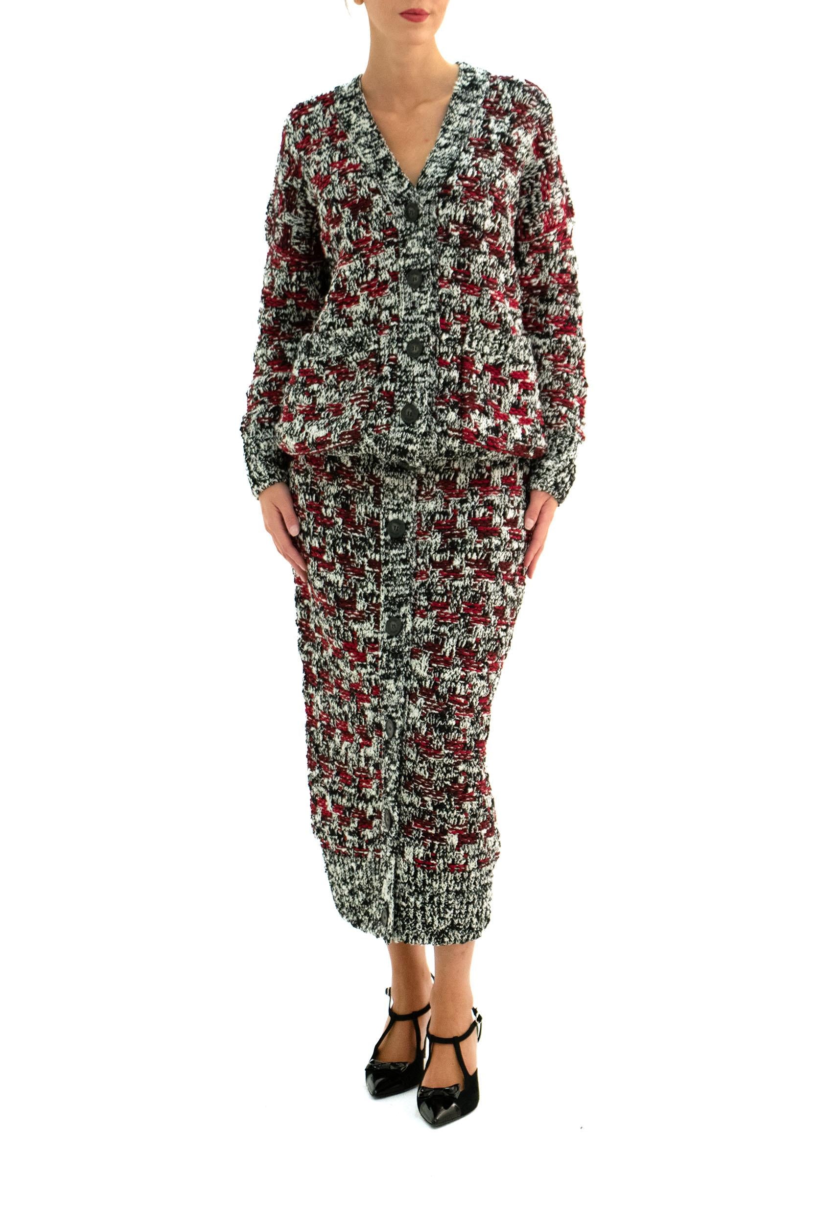 Cardigan <BR/> W1KT3BWRMK BLACK+WHITE+PLUM ERDEM 