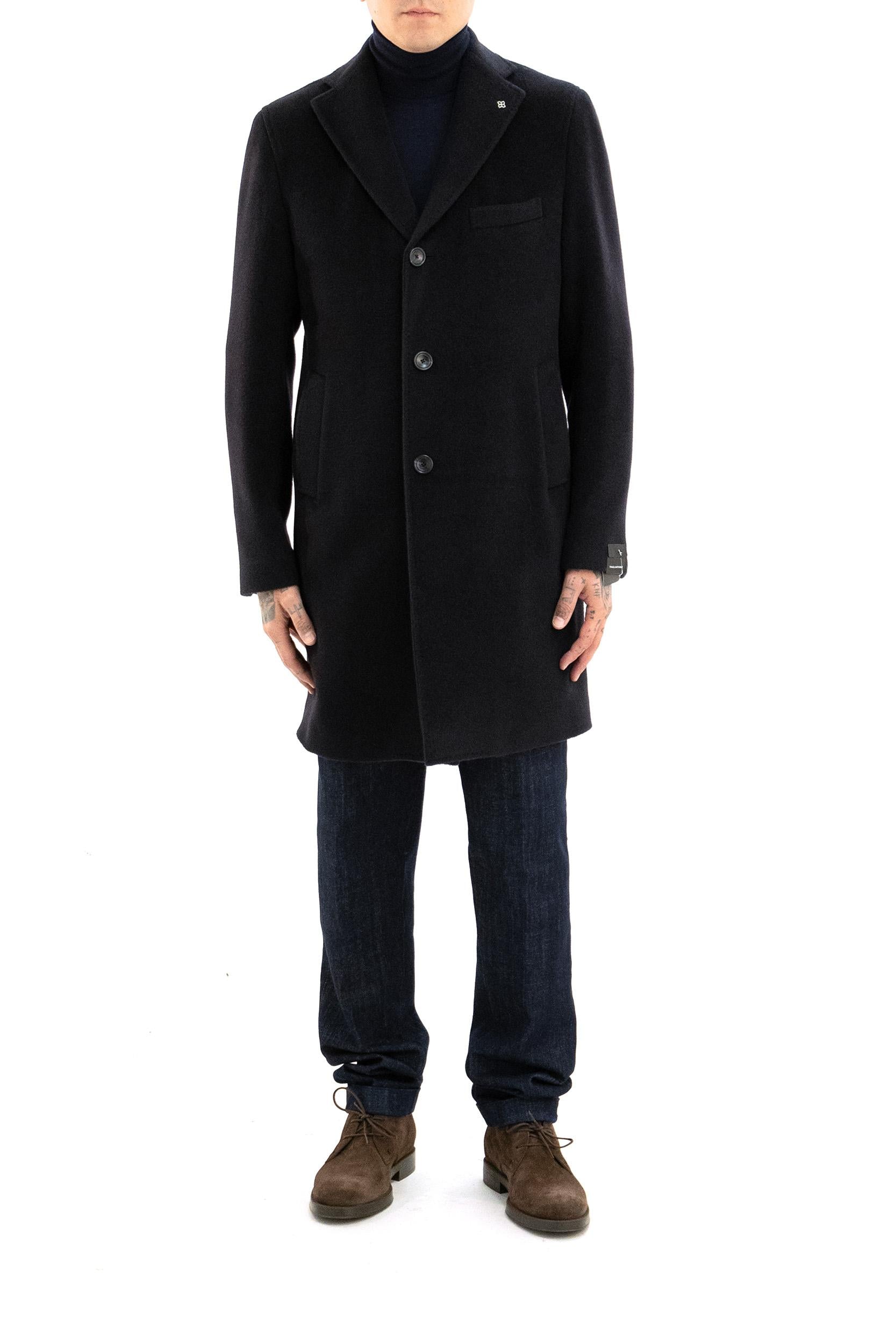Cappotto monopetto in lana di colore blu scuro<BR/> CFBM13X-E30007U B729 TAGLIATORE 