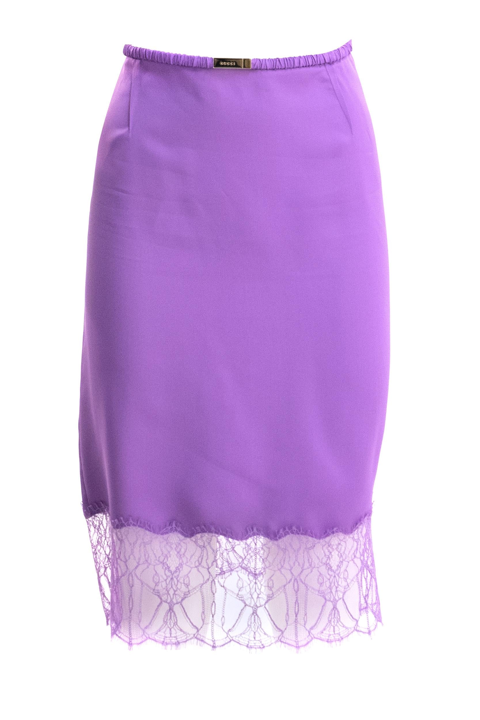 Gonna in twill di viscosa color viola<BR/> 846202 ZATWW 5007 GUCCI 