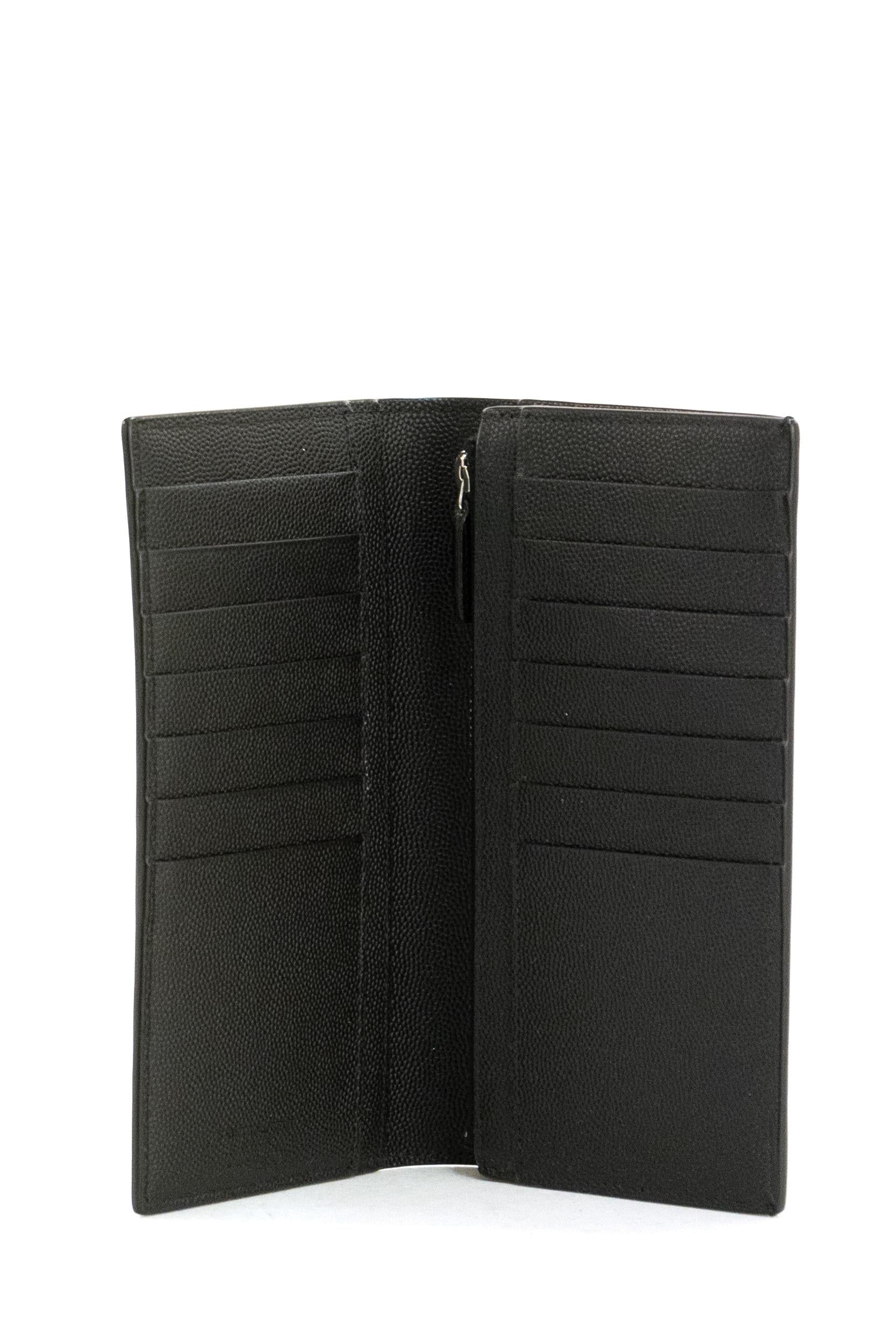 Portafoglio verticale in pelle Grain de Poudre color nero<BR/> 396308 BTY0N 1000 SAINT LAURENT 