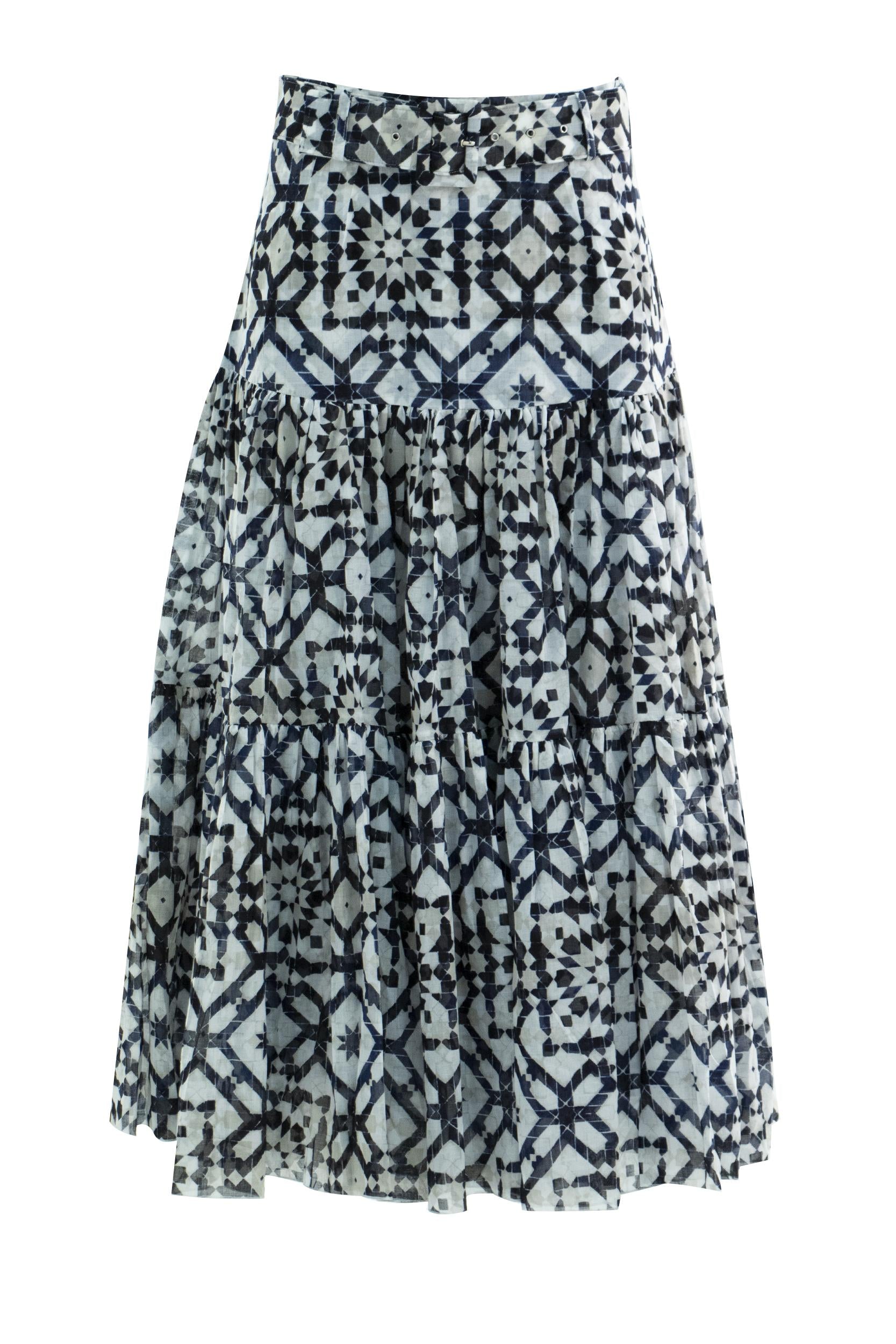 Gonna<BR/> EMMA SKIRT WHITE/INDIGO S-SUNG 
