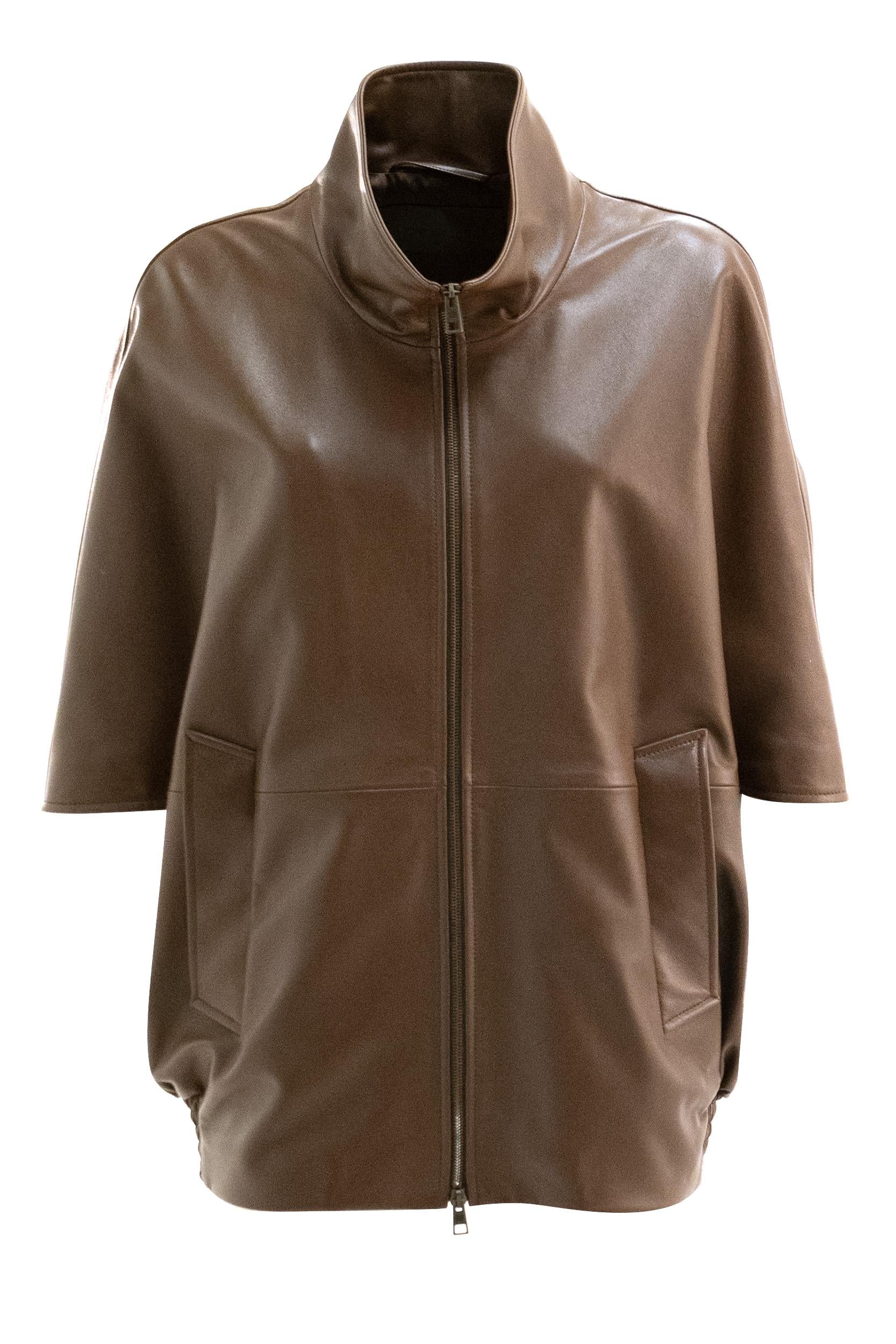 Mantella in pelle di colore marrone<BR/> 871987 TUS11 2135 BALENCIAGA 