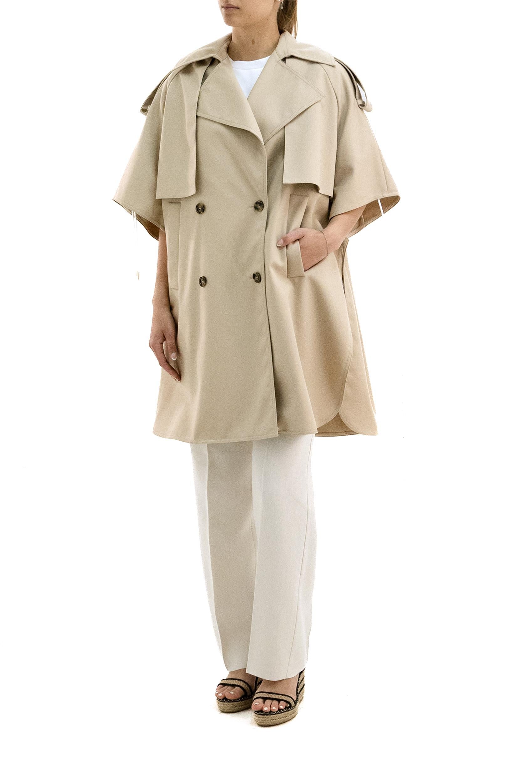 Mantella in gabardina di colore beige<BR/> MXAZEUS 001 MAX MARA 