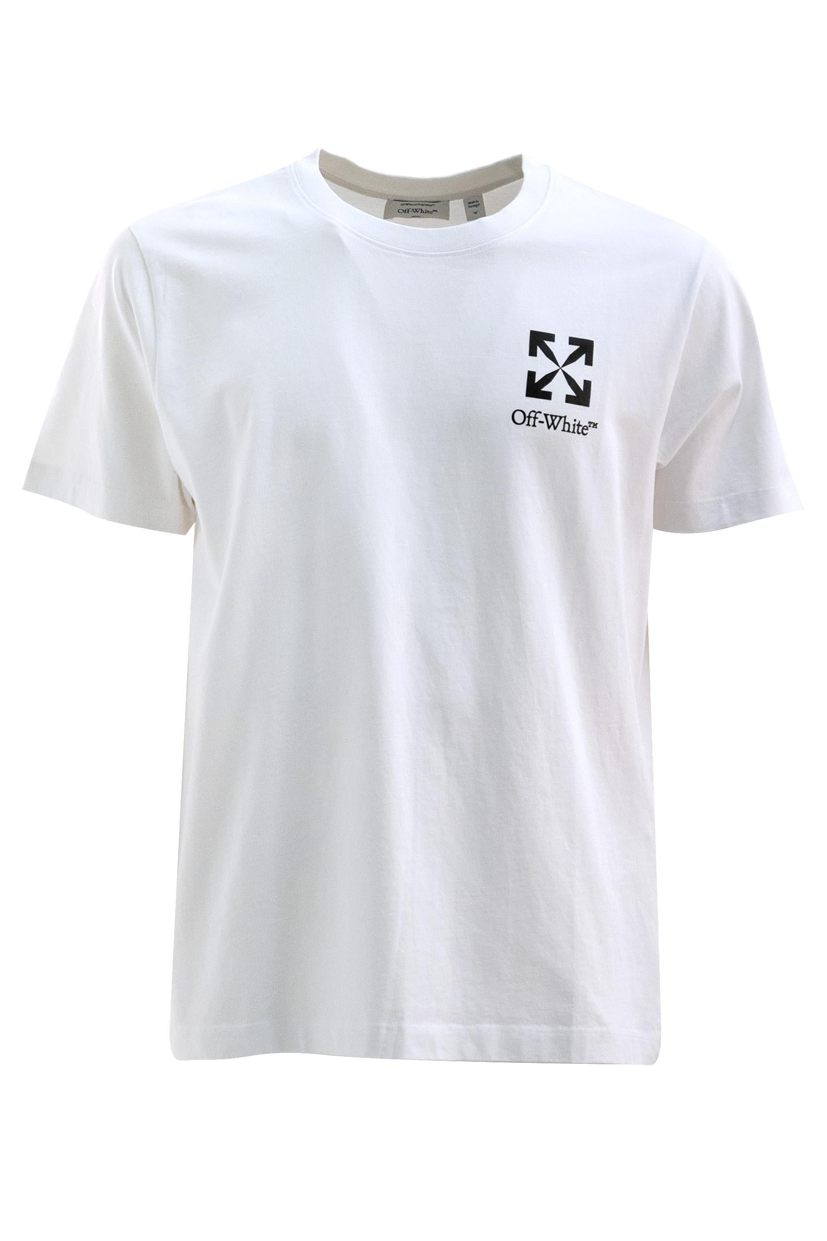 T-shirt in cotone di colore bianco<BR/> 44MAA027S26J00B100 WHITE OFF WHITE 
