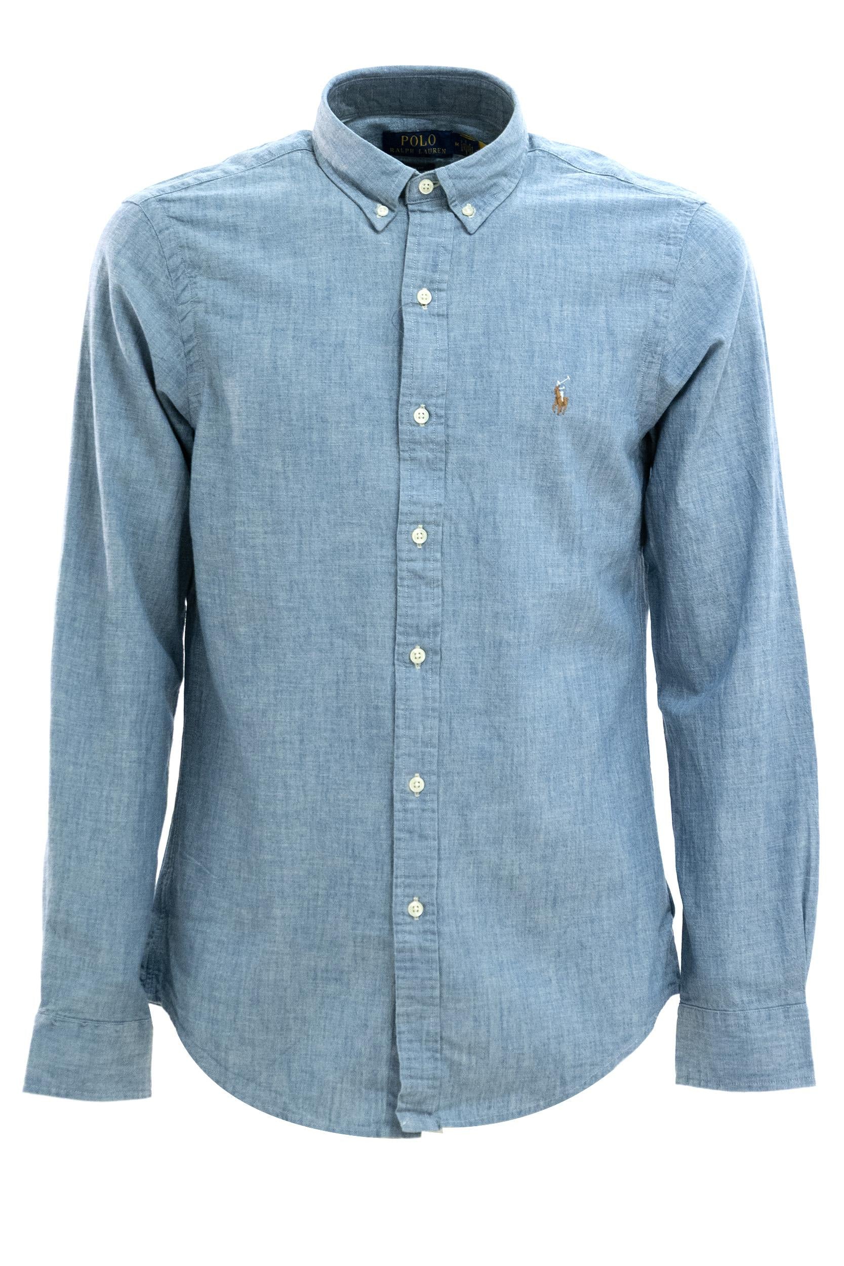 Camicia in chambray di colore azzurro<BR/> 710548538001 CHAMBRAY POLO RALPH LAUREN 