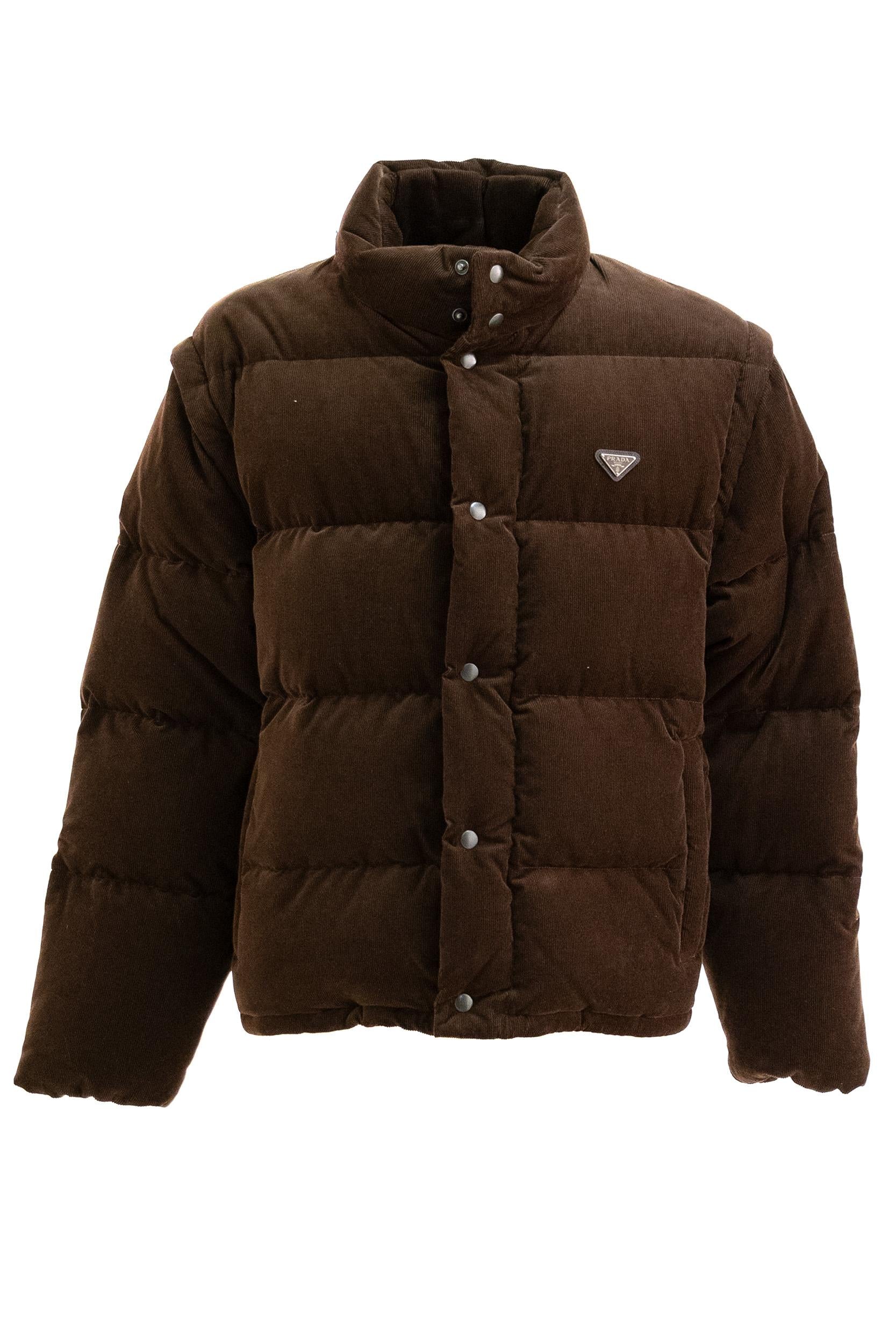 Piumino in velluto coste color marrone<BR/> SGC946 S OOO 1JHC F0324 PRADA 