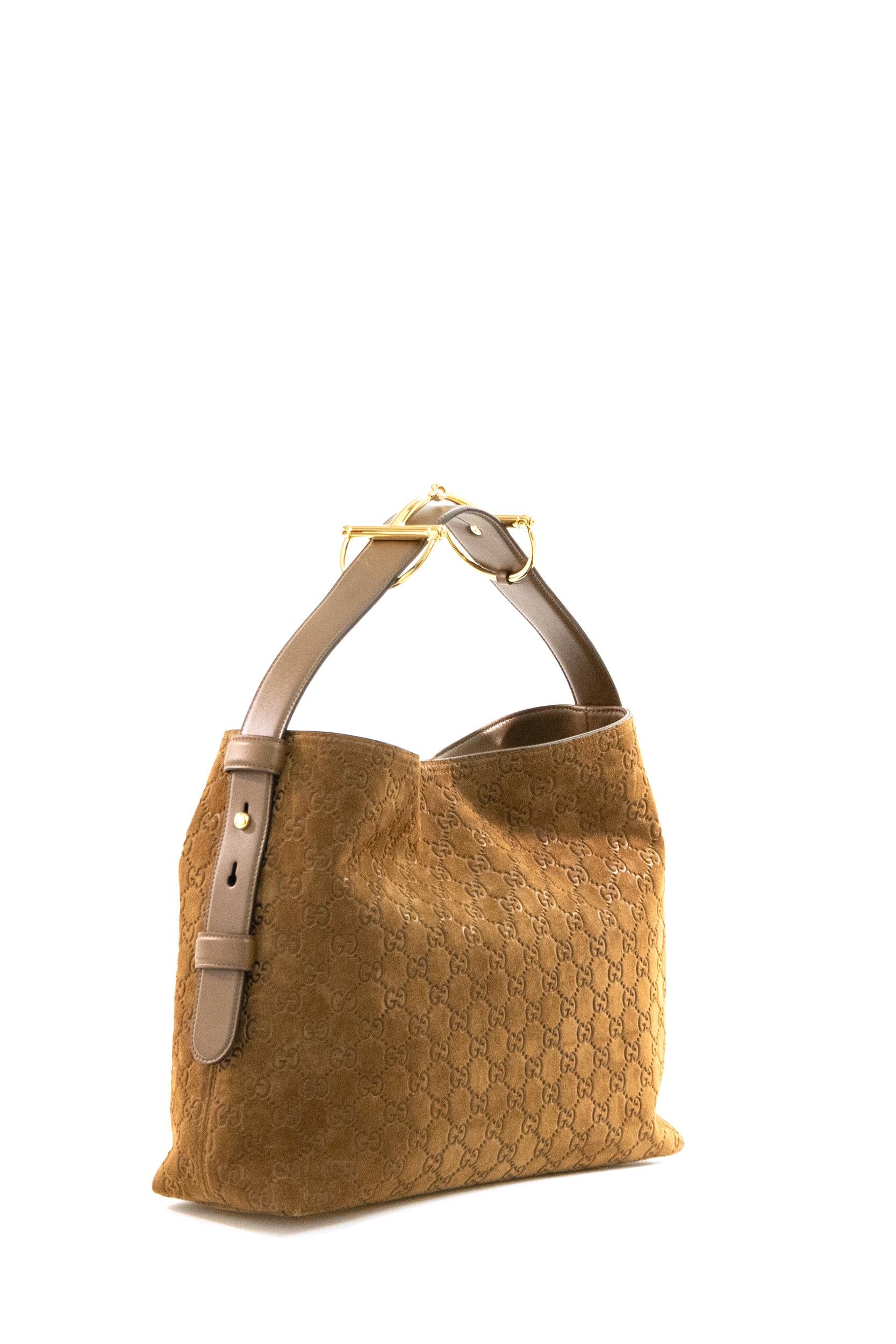 Borsa shopping Gucci Beatrix in suede GG di colore marrone<BR/> 850926 AAFOJ 2118 GUCCI 